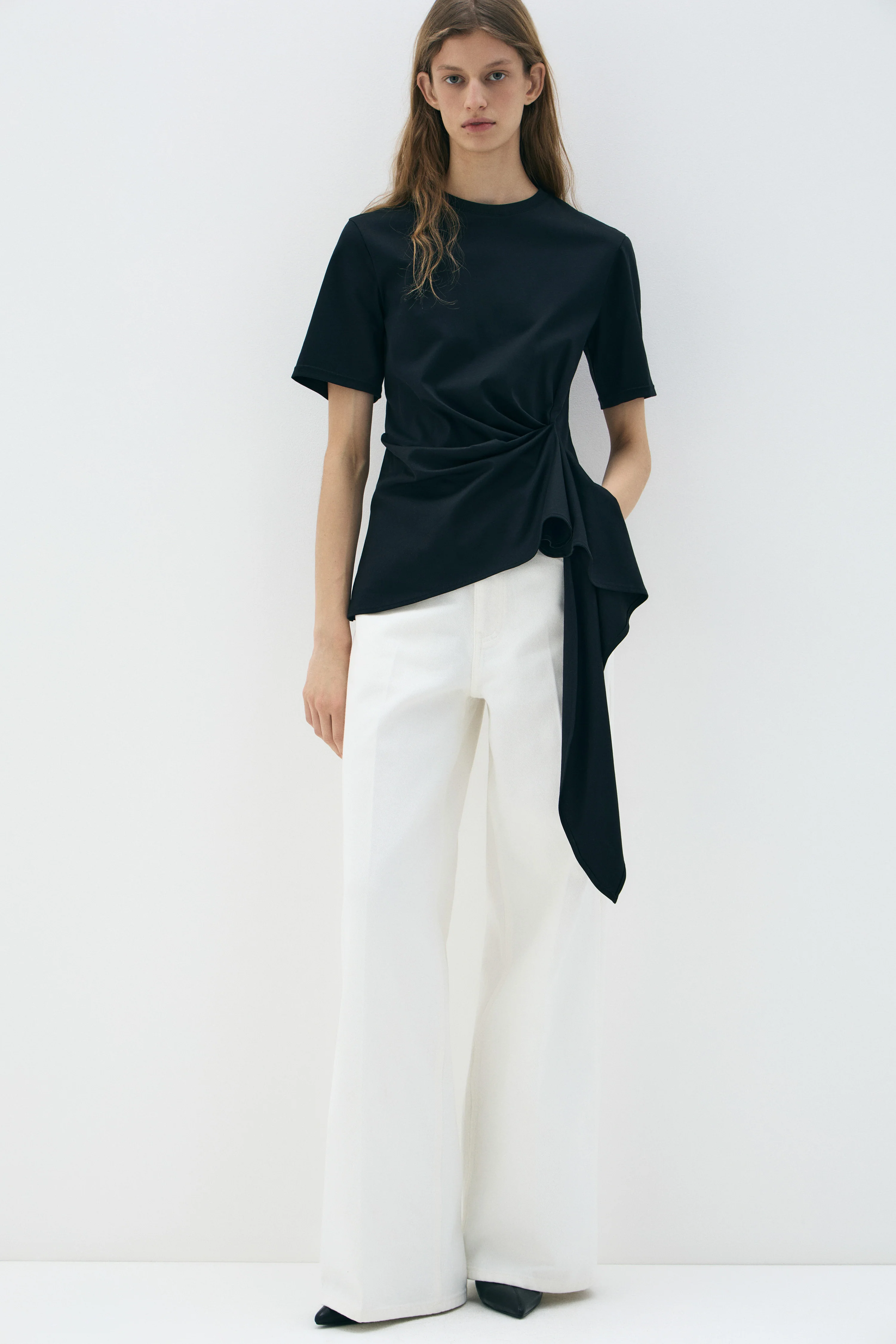 ASYMMETRIC COTTON INTERLOCK T-SHIRT