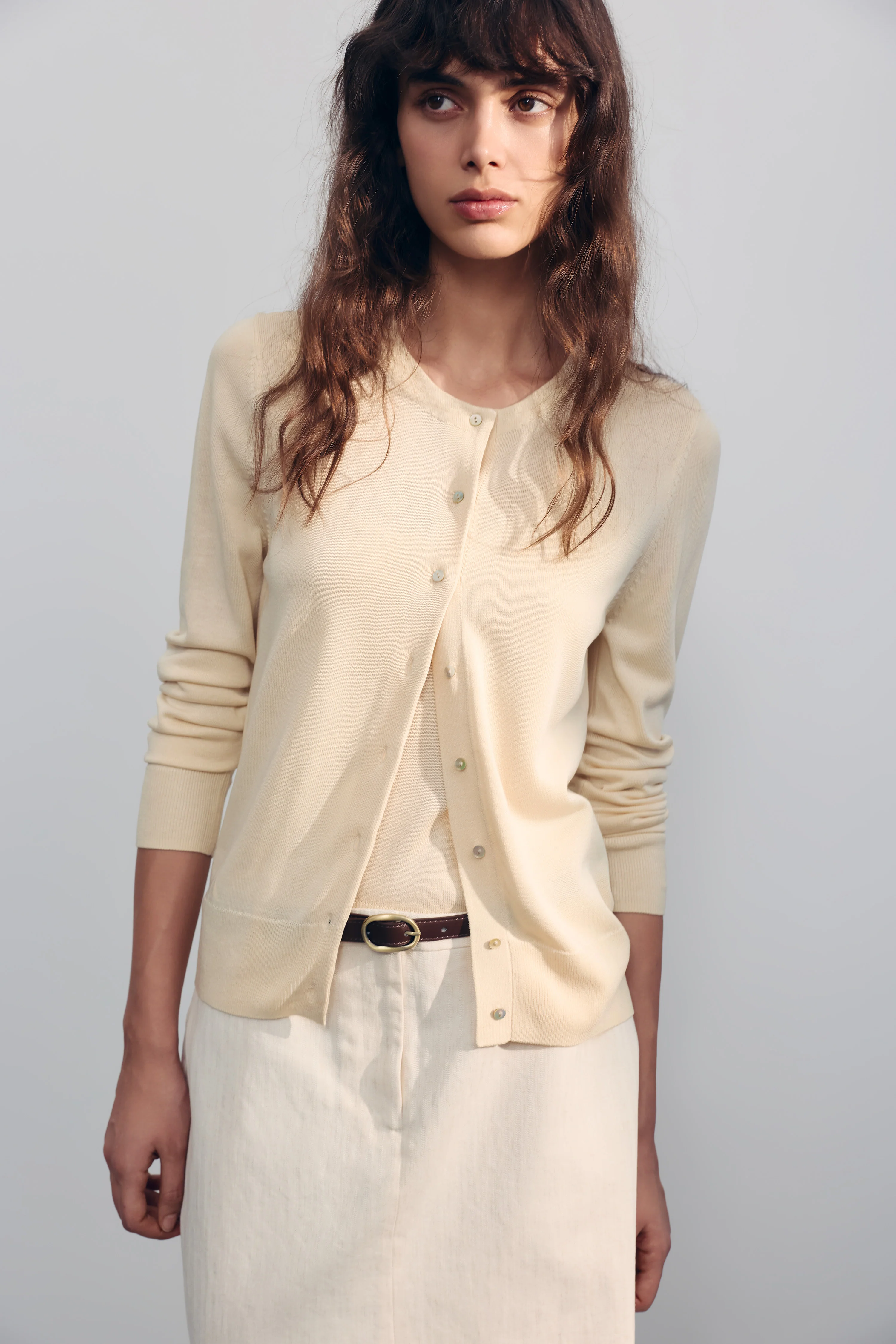 BASIC FINE-KNIT CARDIGAN - Image 3