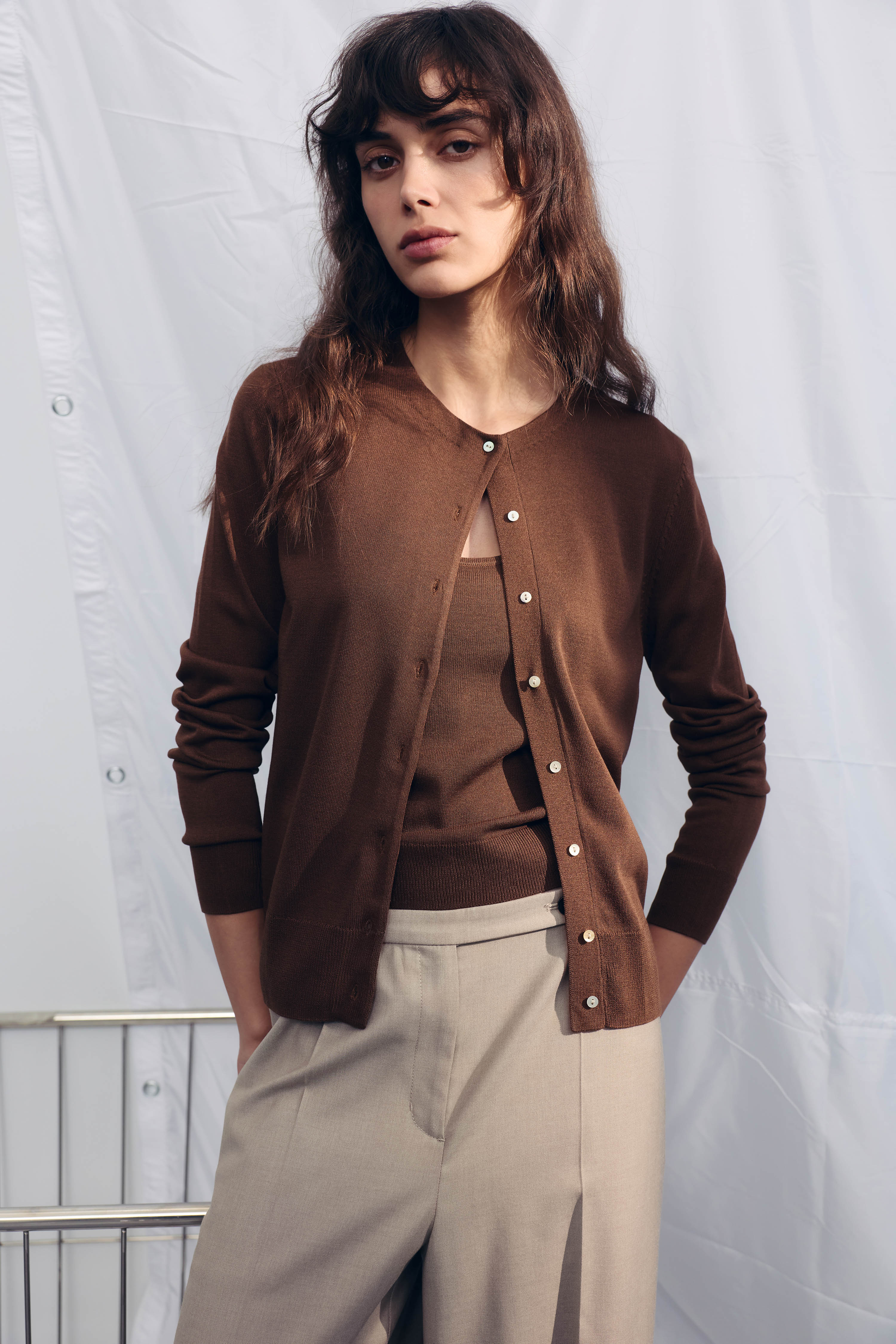 BASIC FINE-KNIT CARDIGAN - Image 3
