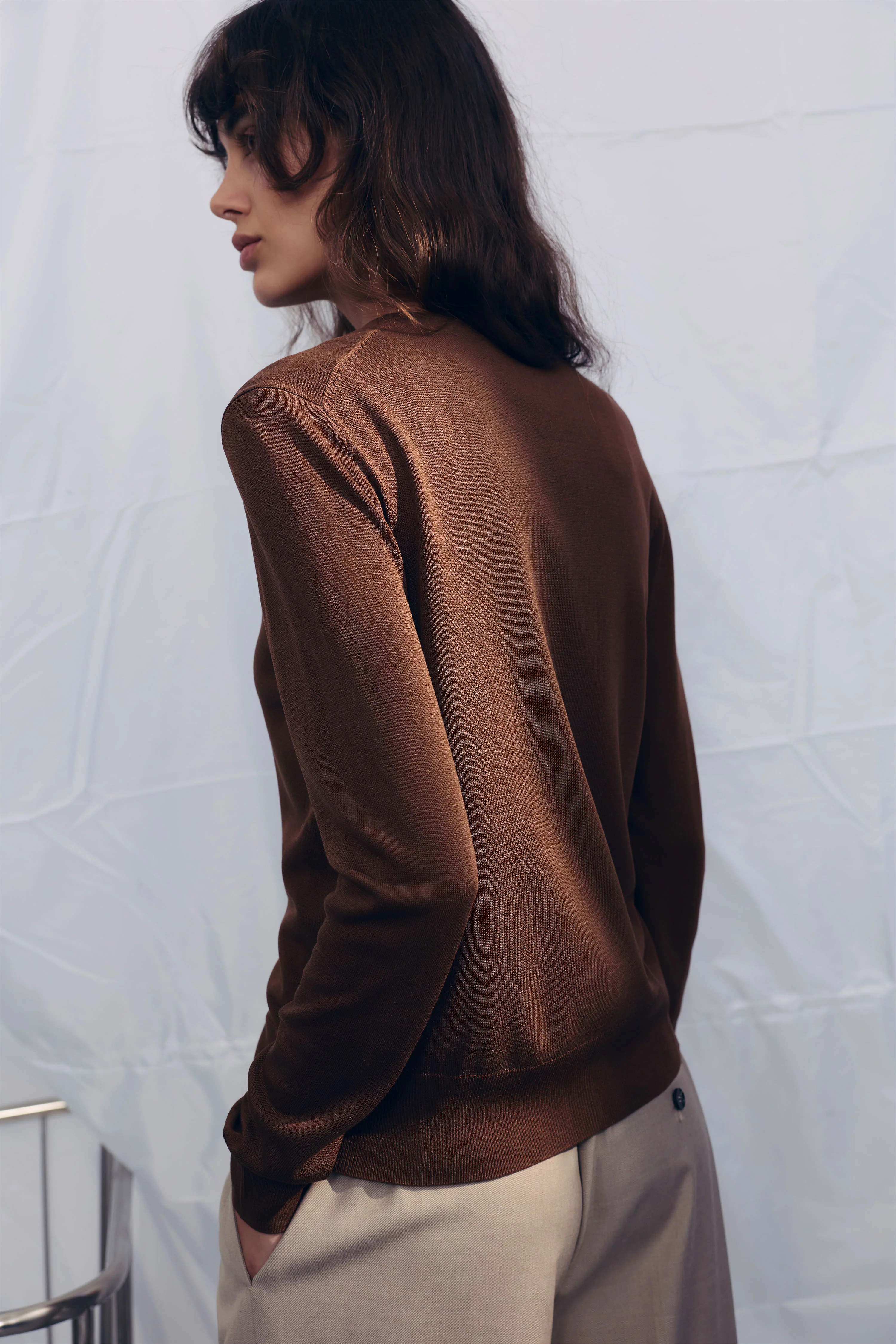 BASIC FINE-KNIT CARDIGAN - Image 4