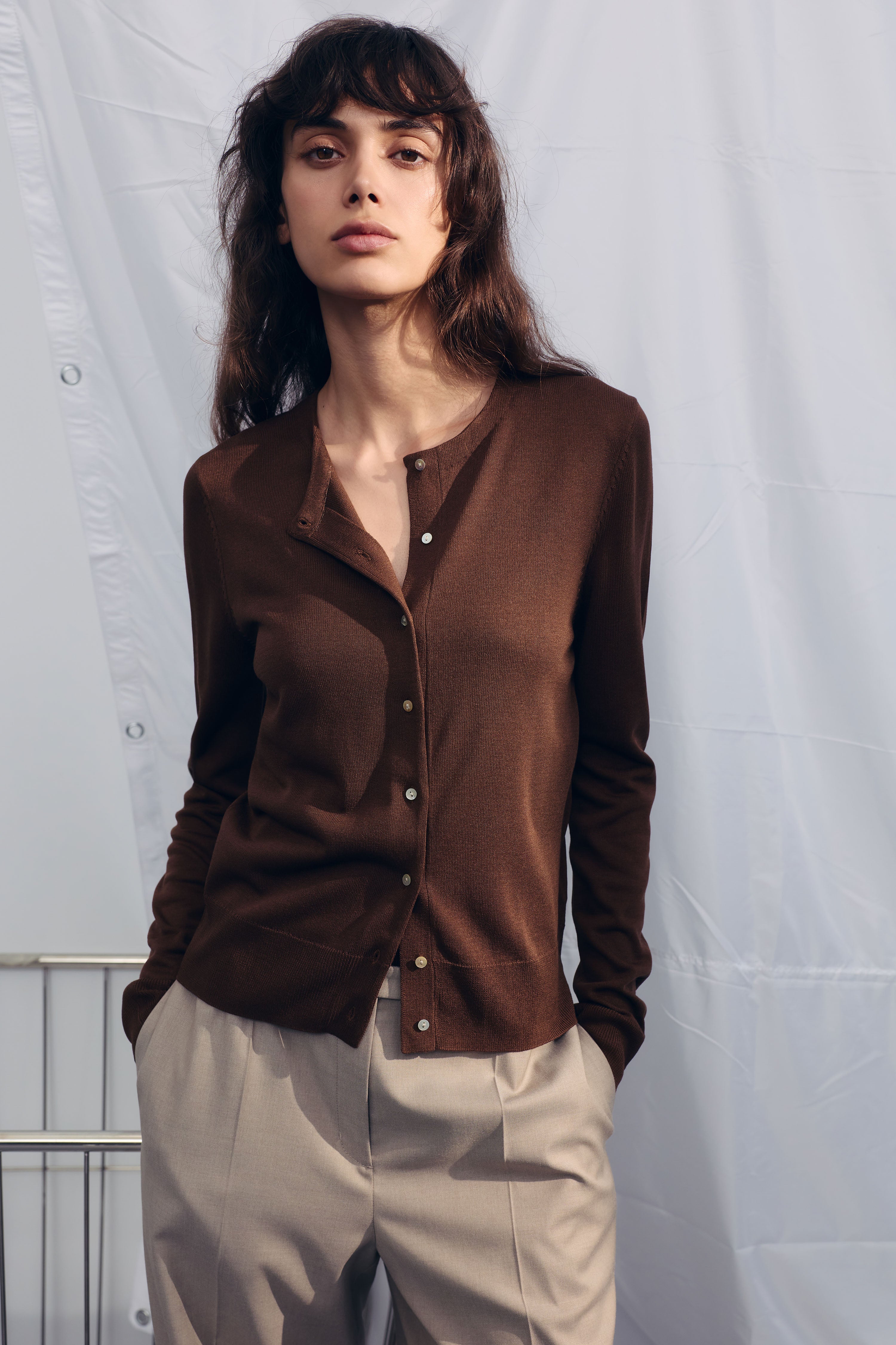 BASIC FINE-KNIT CARDIGAN - Image 5