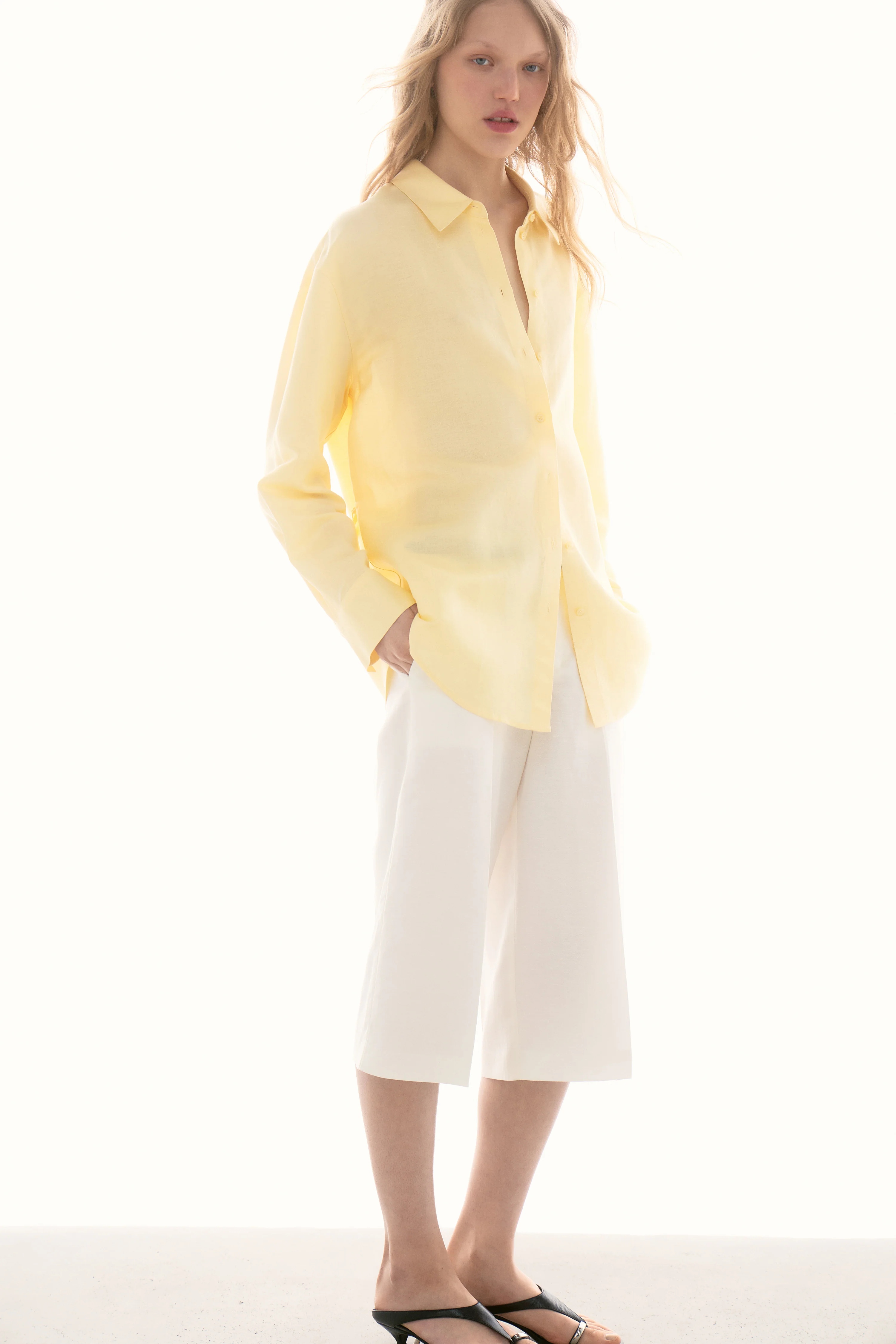 BETTED LINEN-VISCOSE SHIRT
