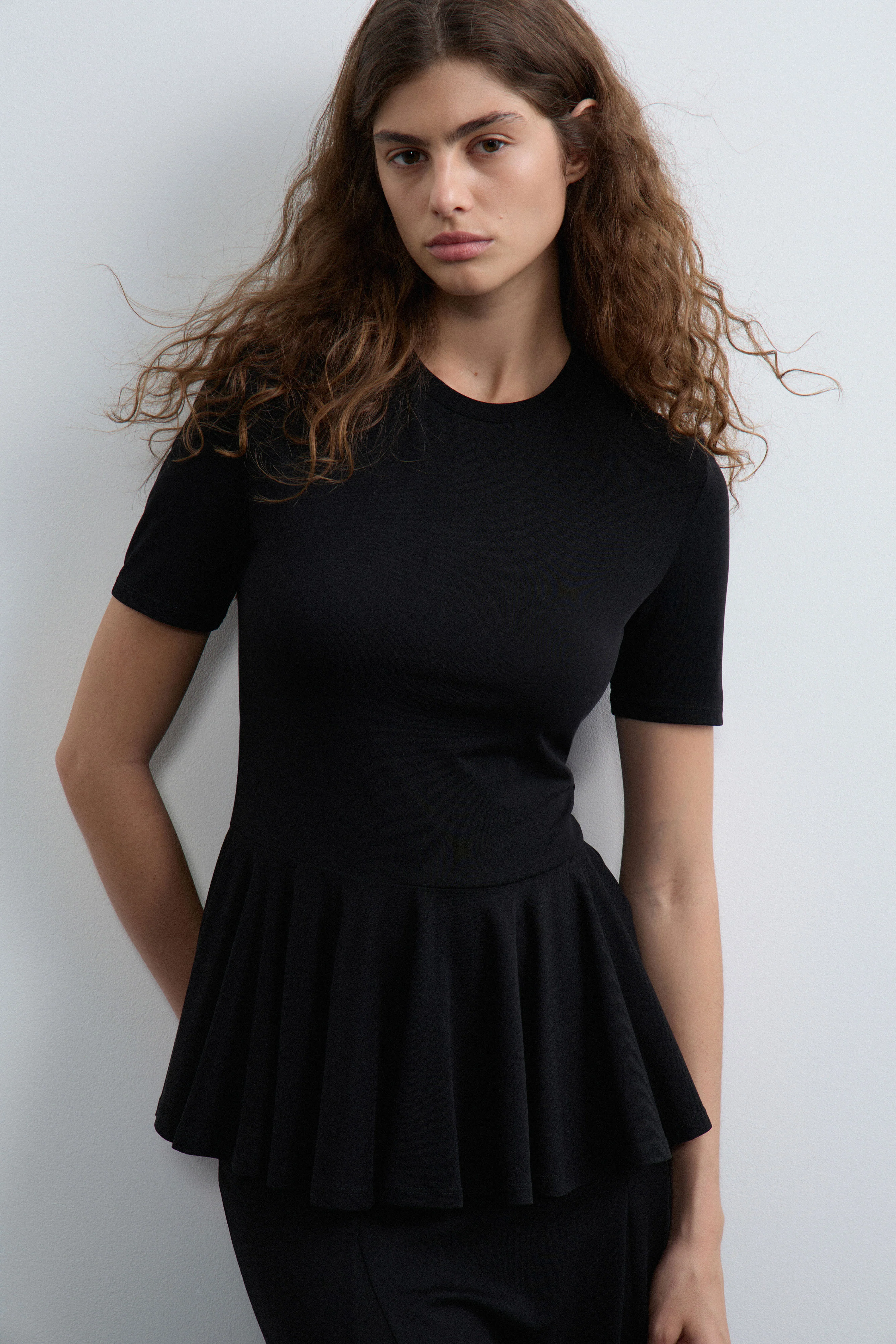 BUBBLE-HEM JERSEY T-SHIRT