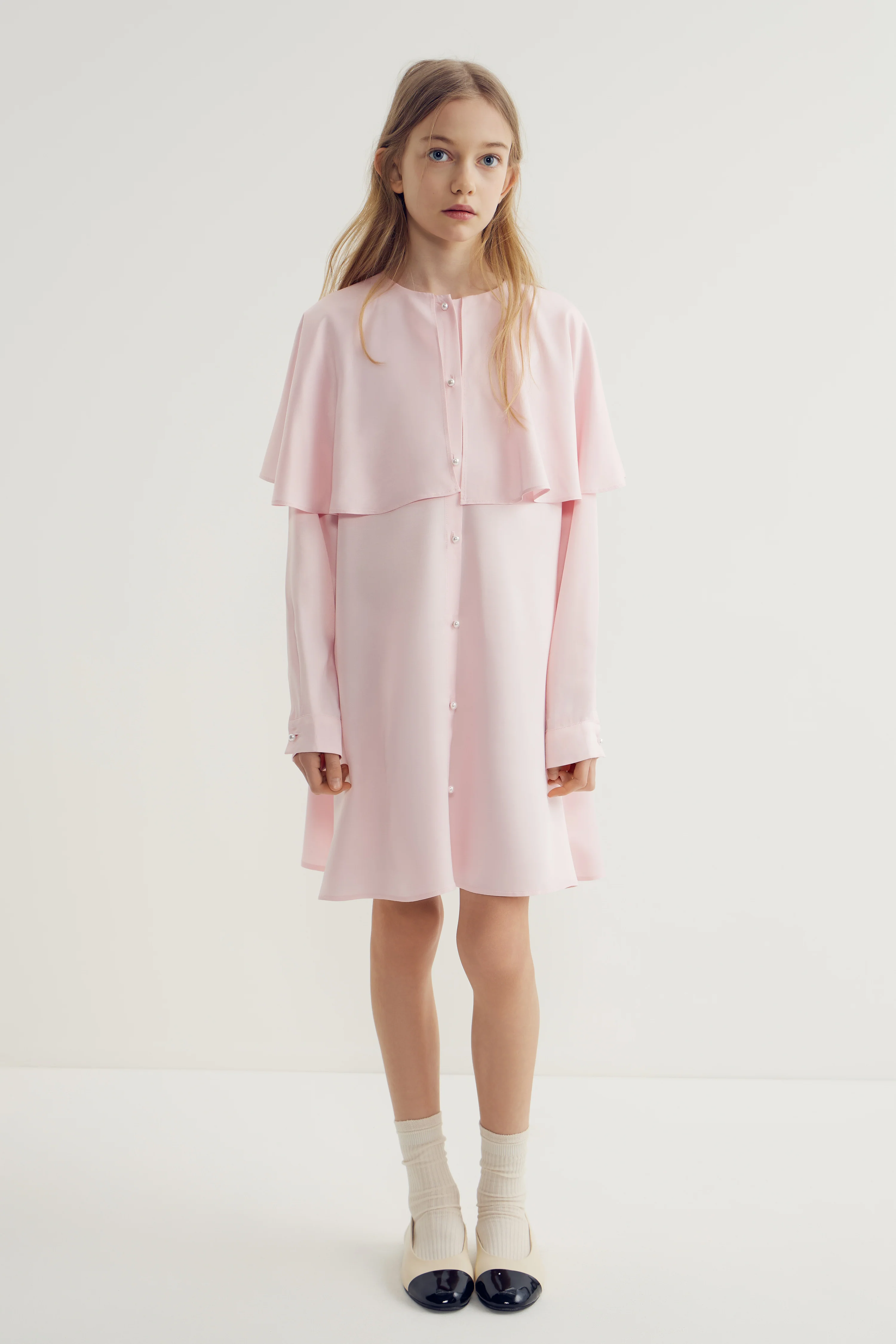 CAPE-DETAIL SATIN DRESS - Image 3