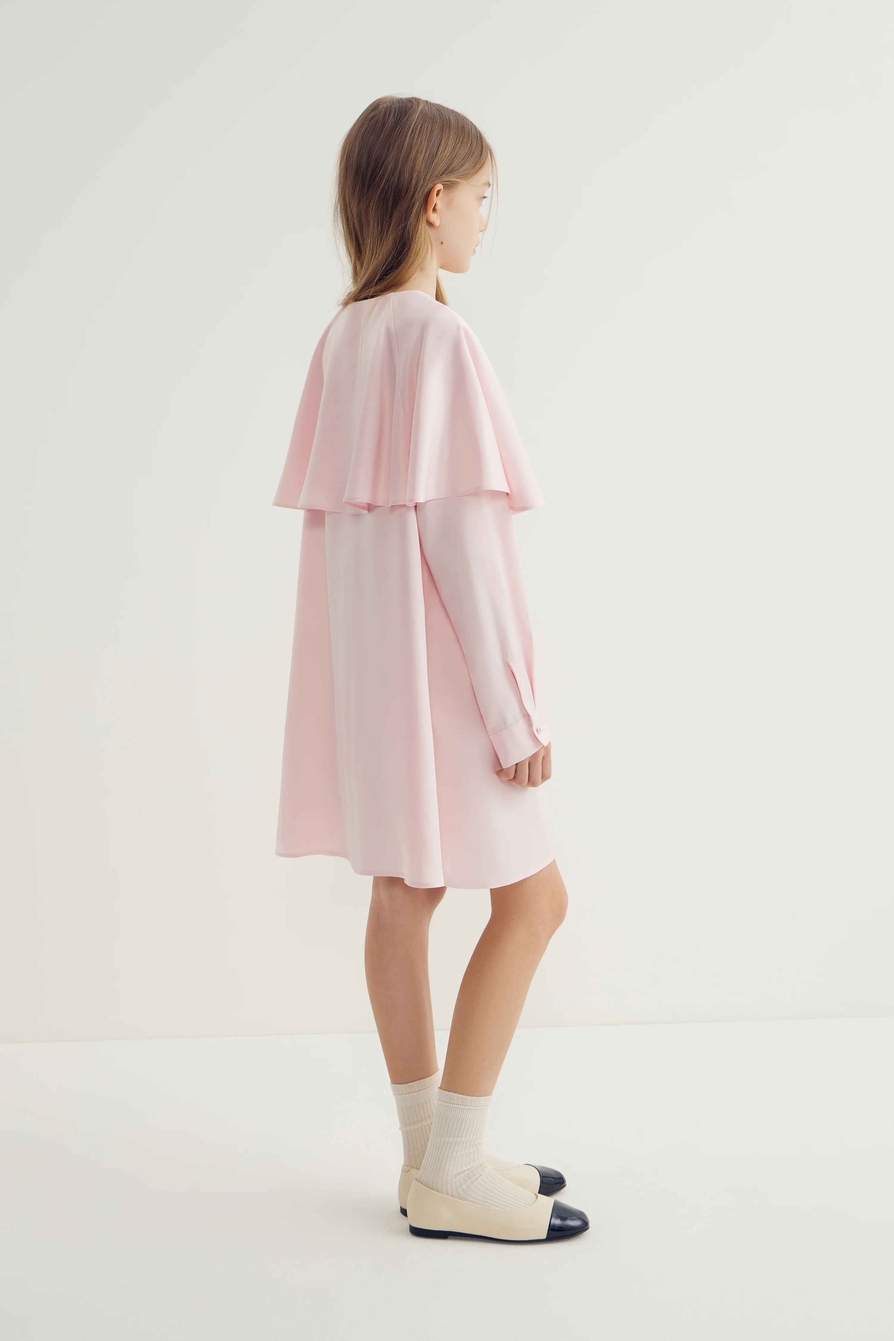 CAPE-DETAIL SATIN DRESS - Image 5
