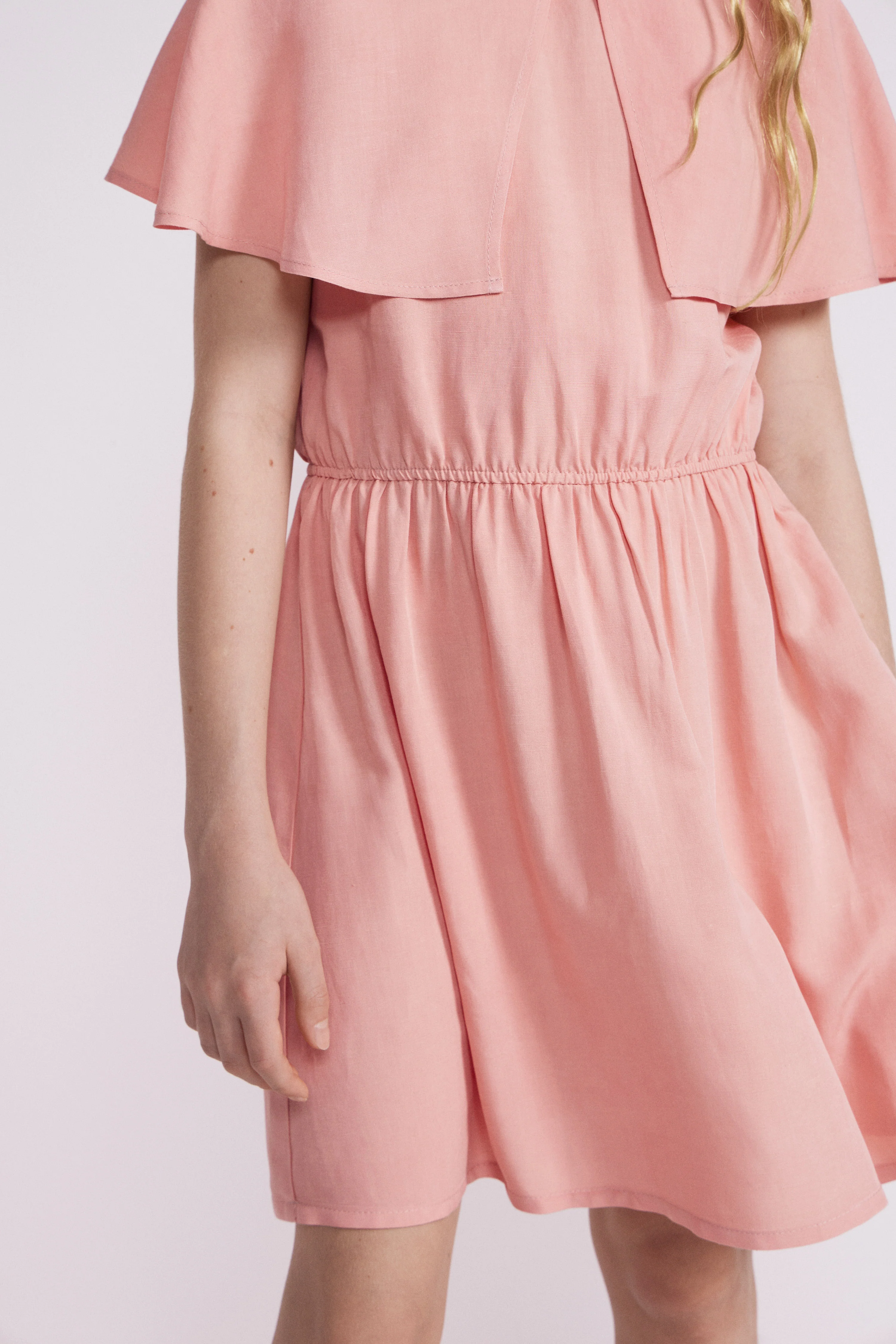 CAPE SLEEVE VISCOSE-LINEN DRESS - Image 3