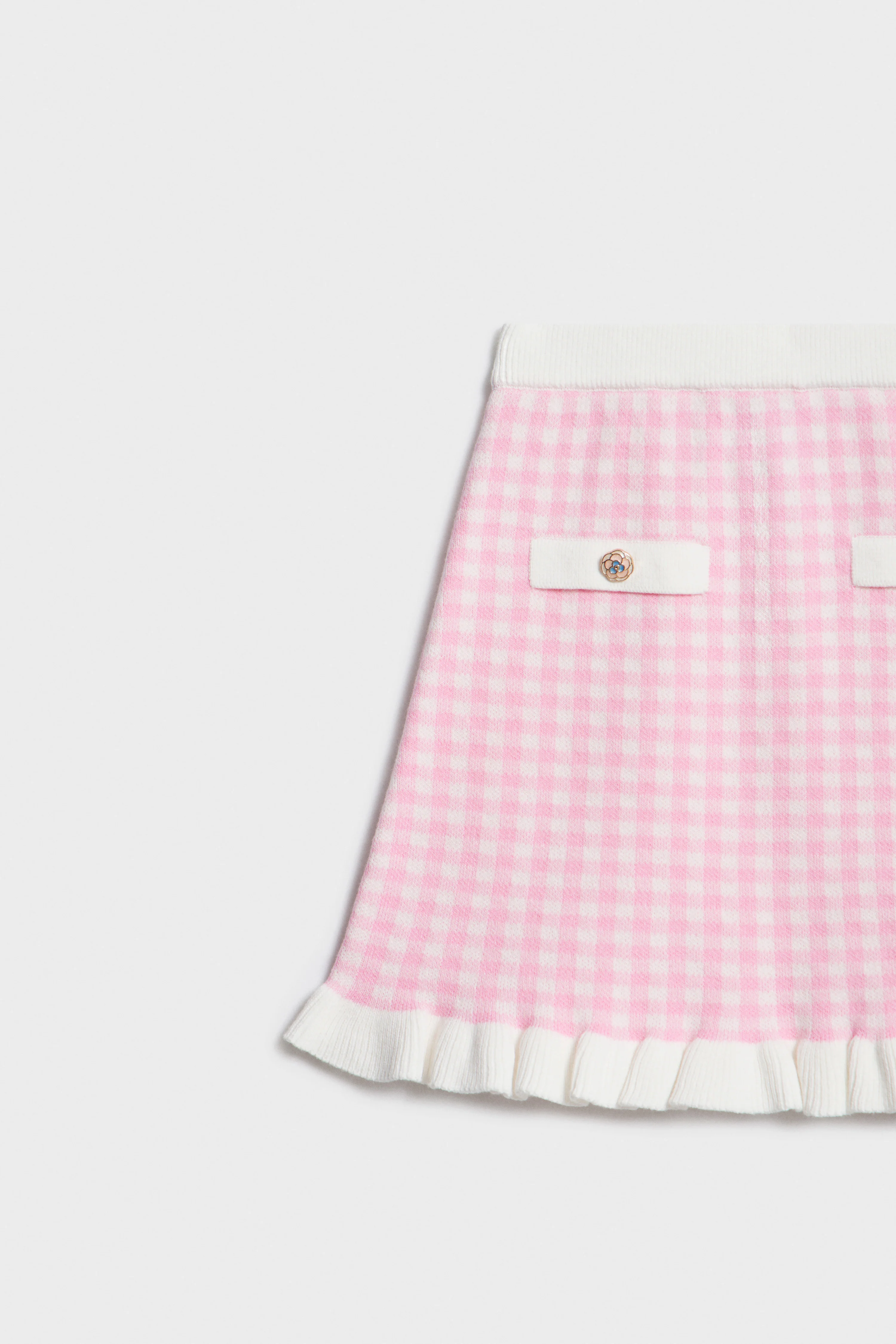 CHECKED COTTON SKIRT - Image 6