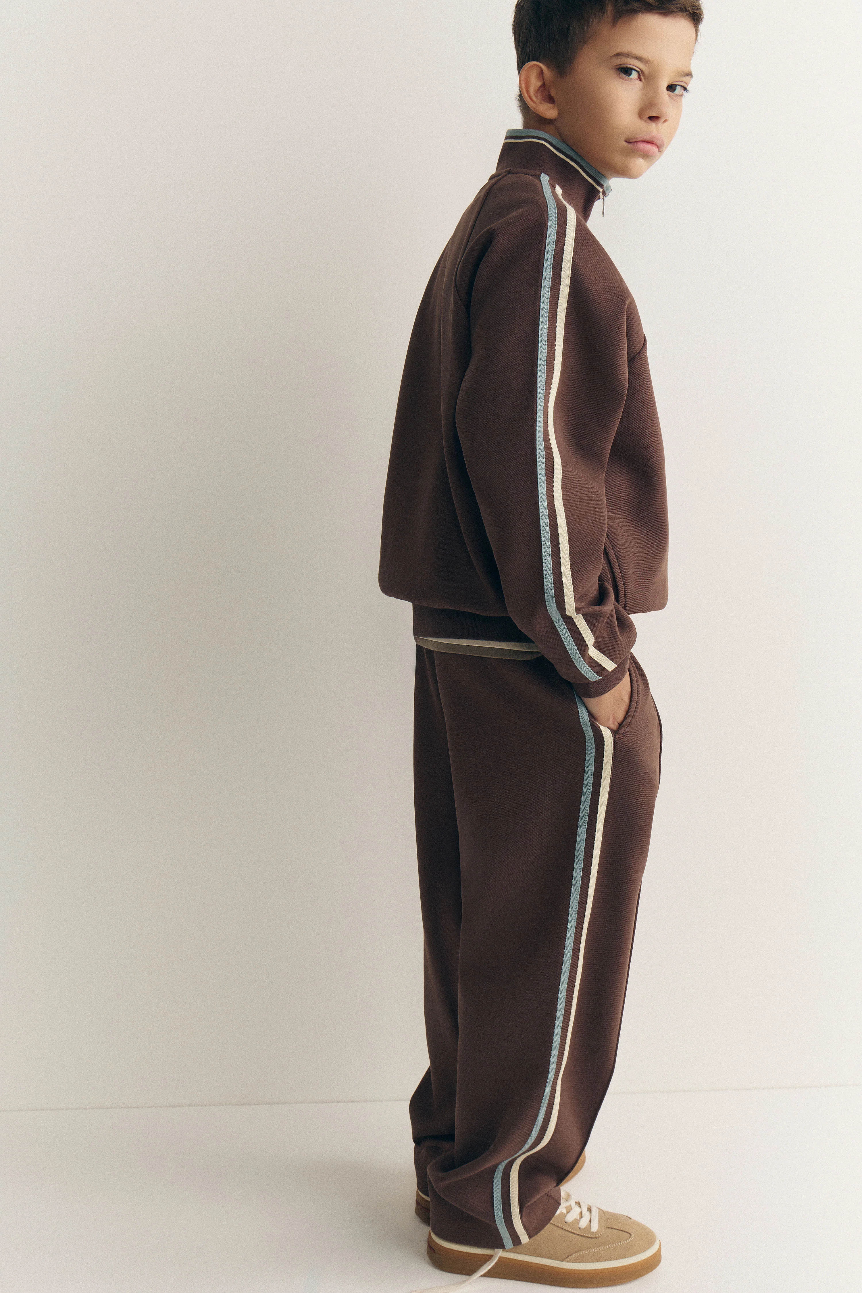 COLOR-BLOCK PIQUÉ TROUSERS - Image 3