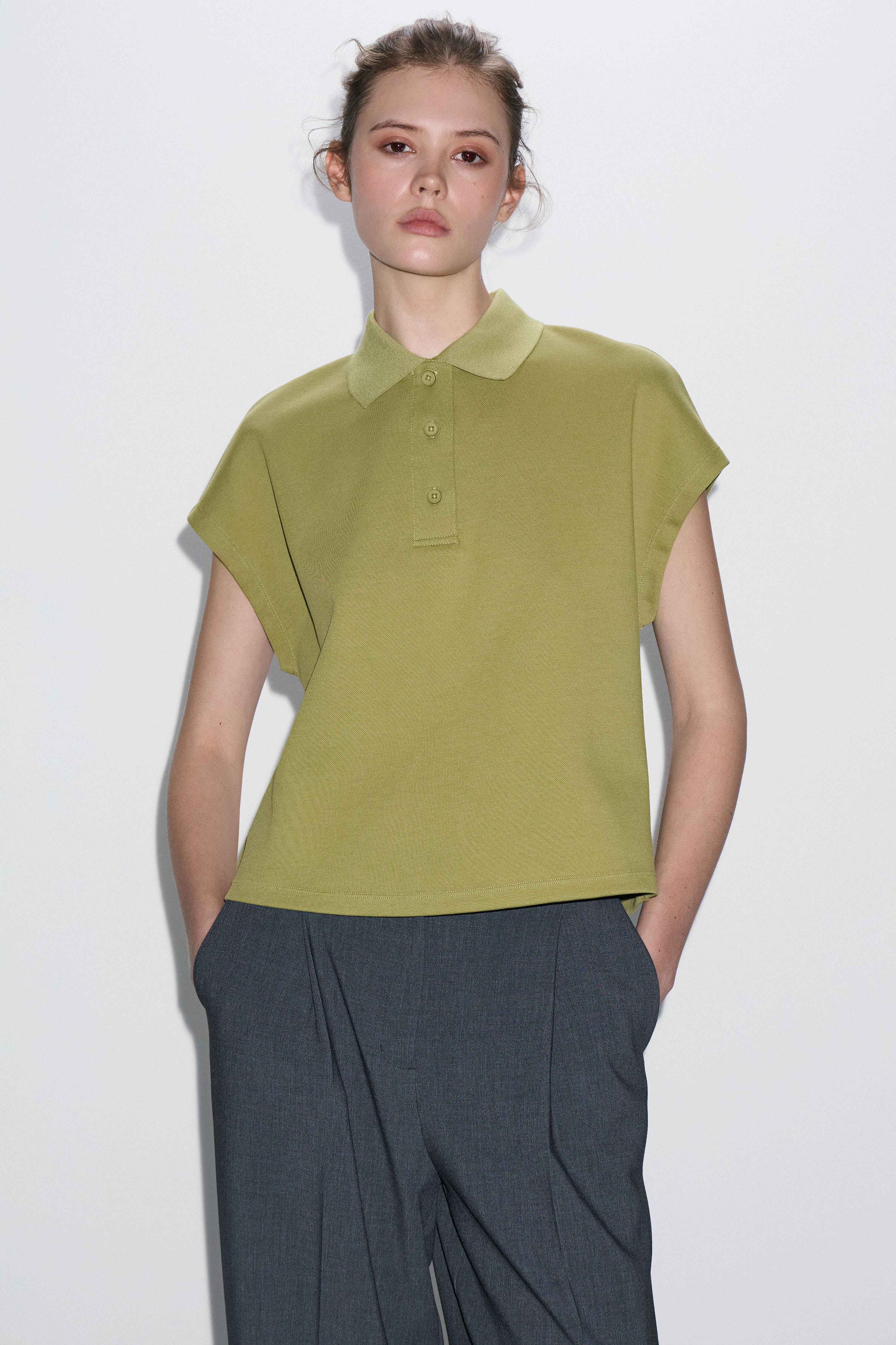 COTTON-BLEND POLO T-SHIRT