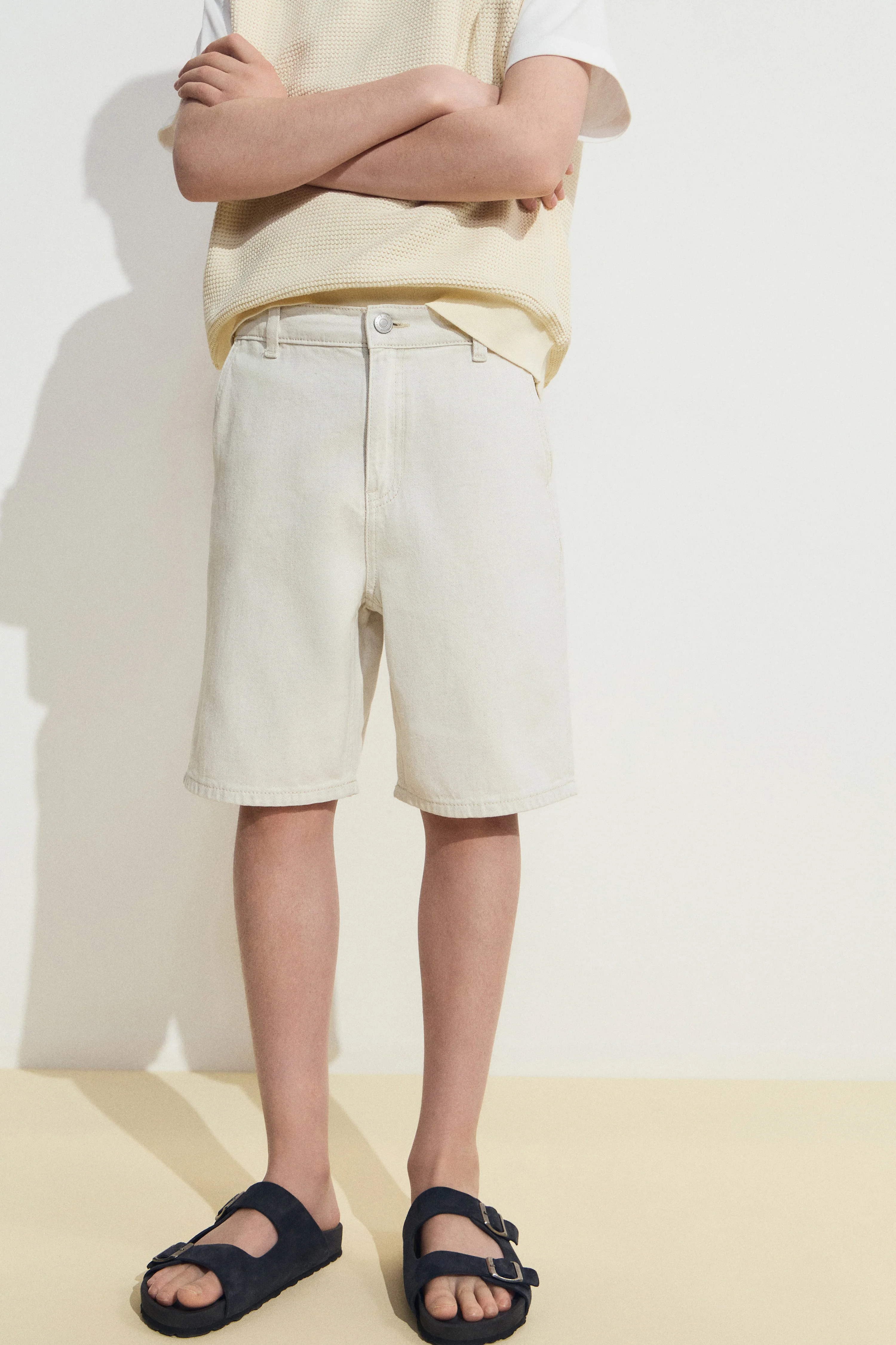 COTTON-LINEN DENIM SHORTS - Image 2