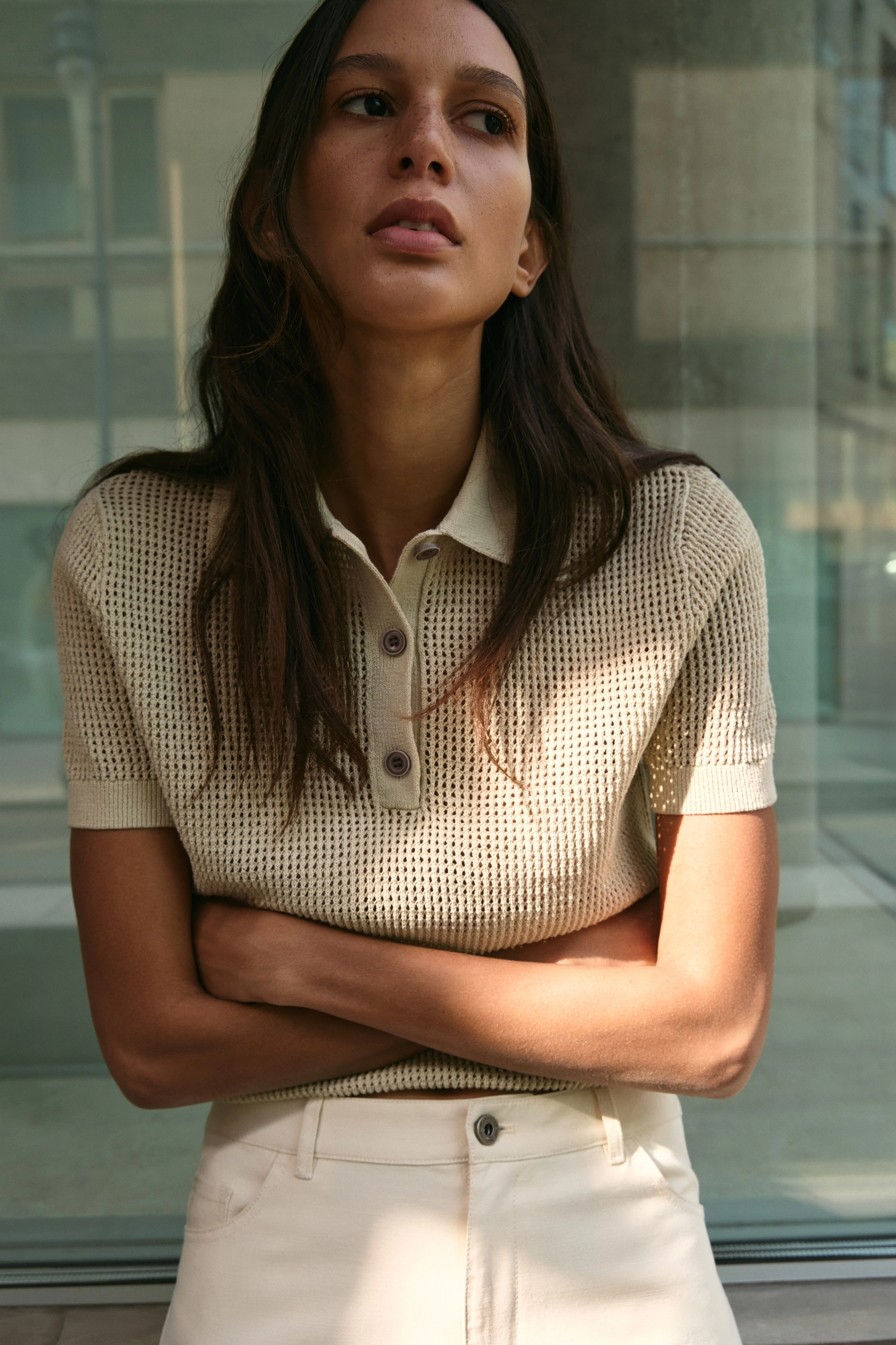 COTTON-LINEN POLO SWEATER - Image 2