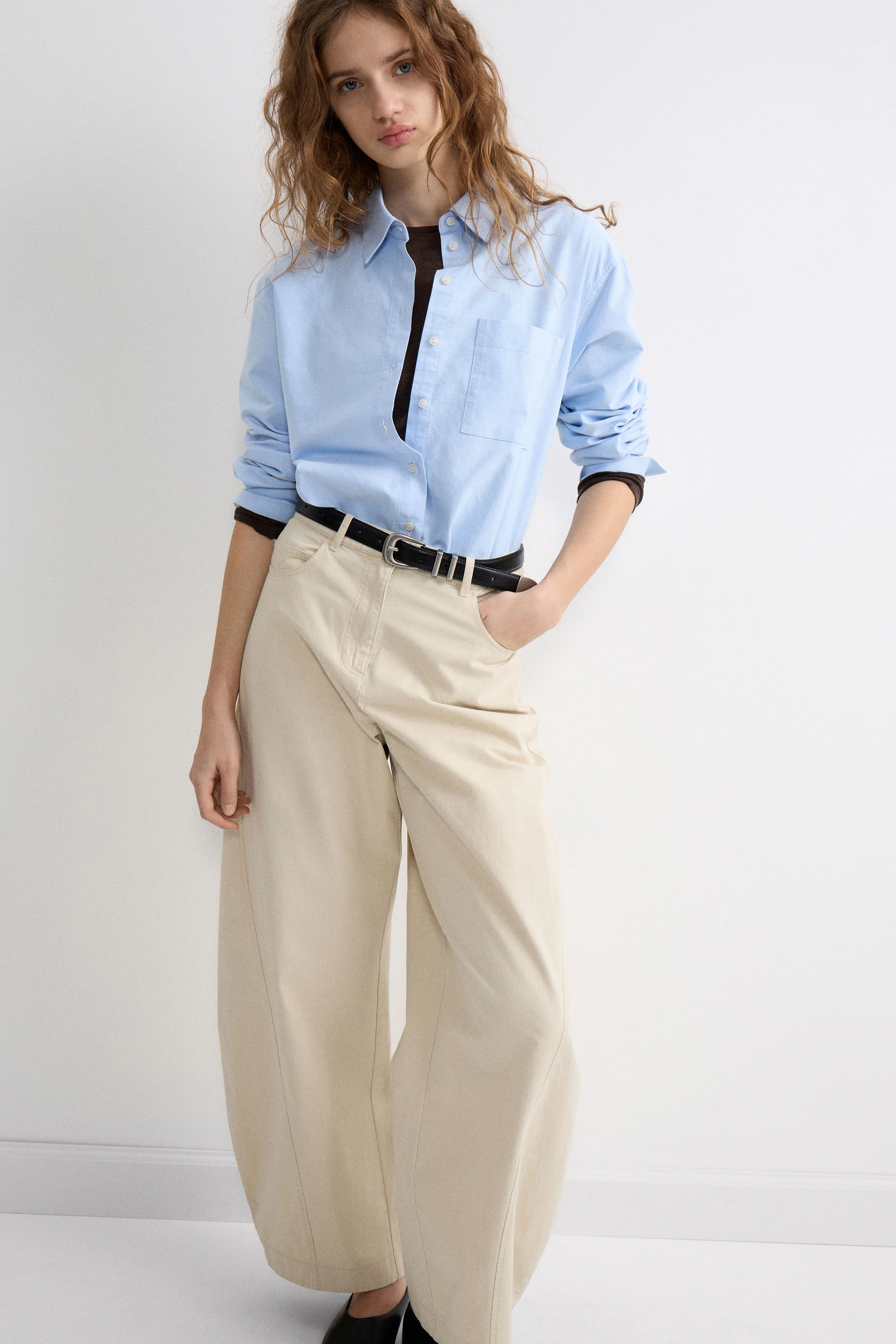 COTTON POCKET-DETAIL SHIRT