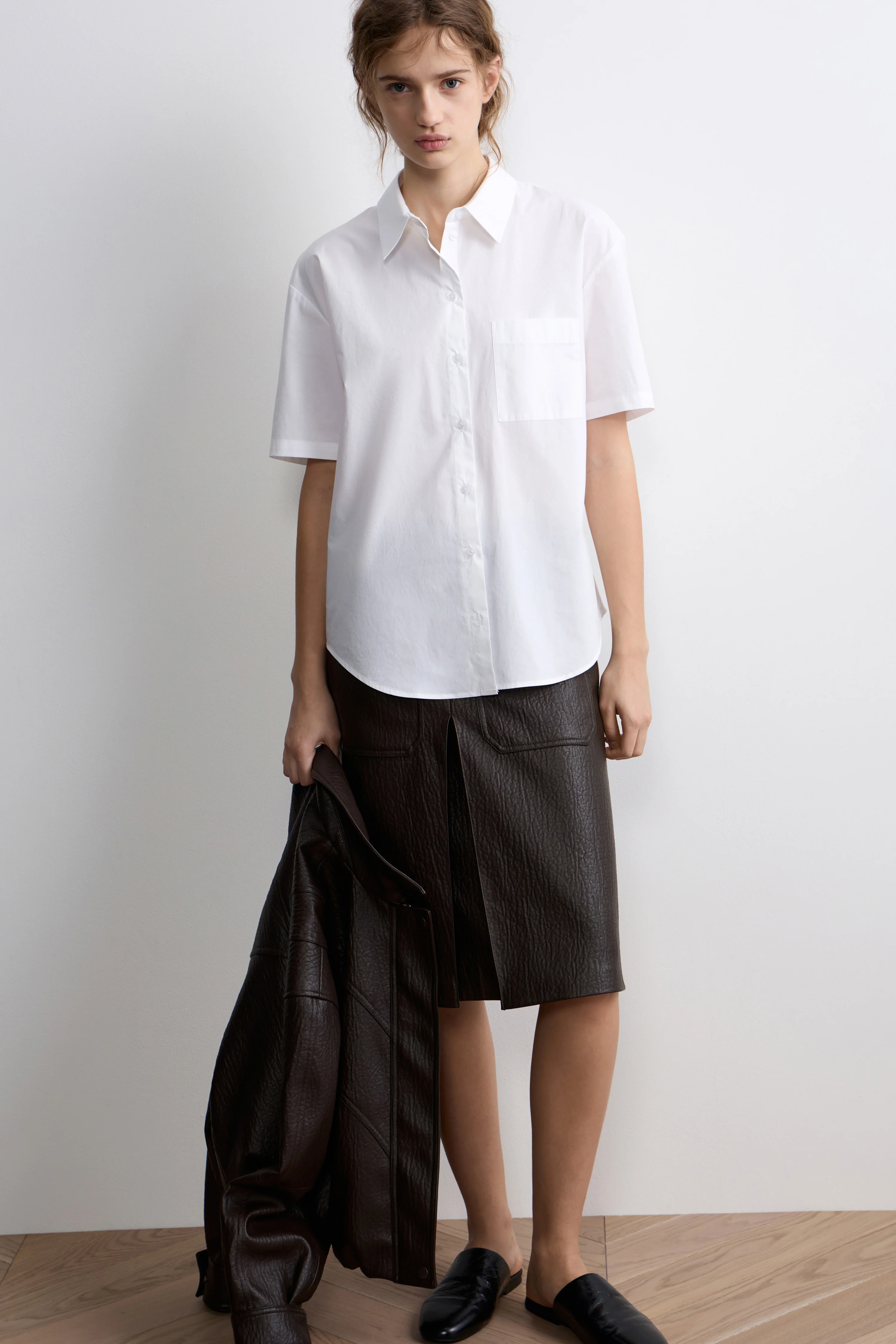COTTON POCKET-DETAIL SHIRT