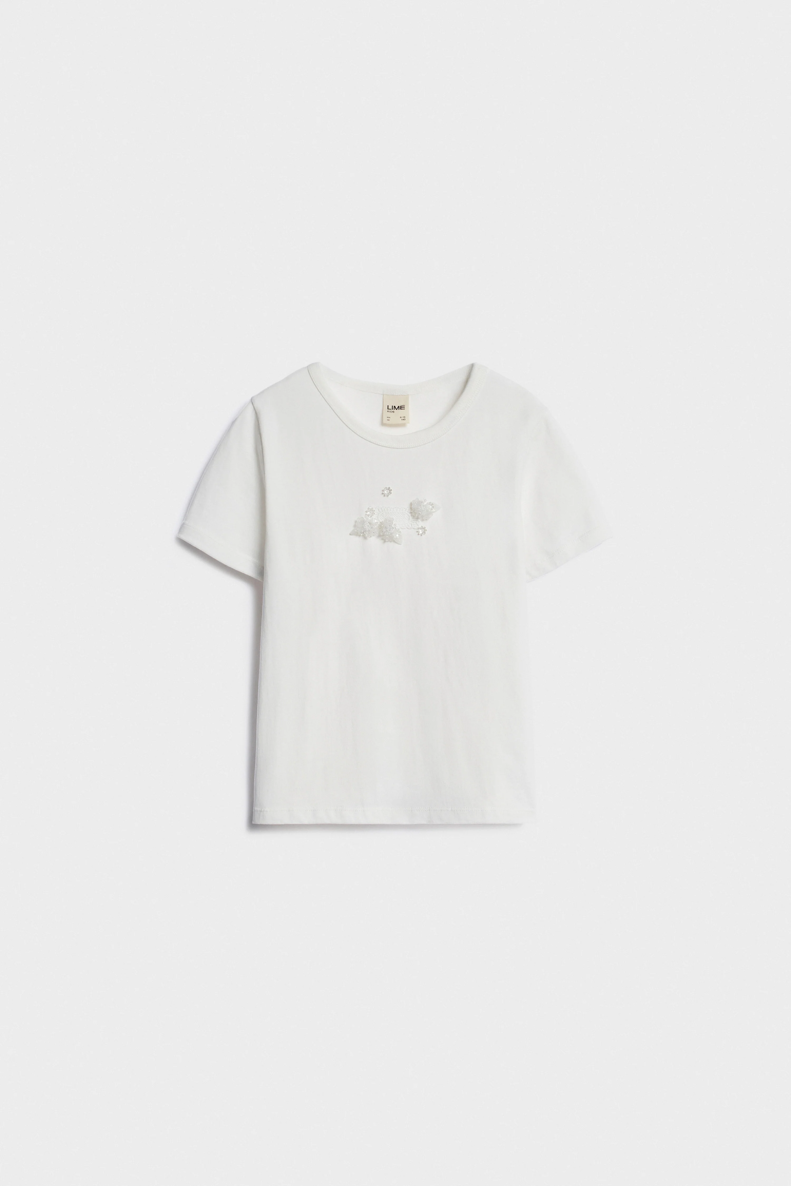 COTTON T-SHIRT WITH LACE PATCH - Image 4