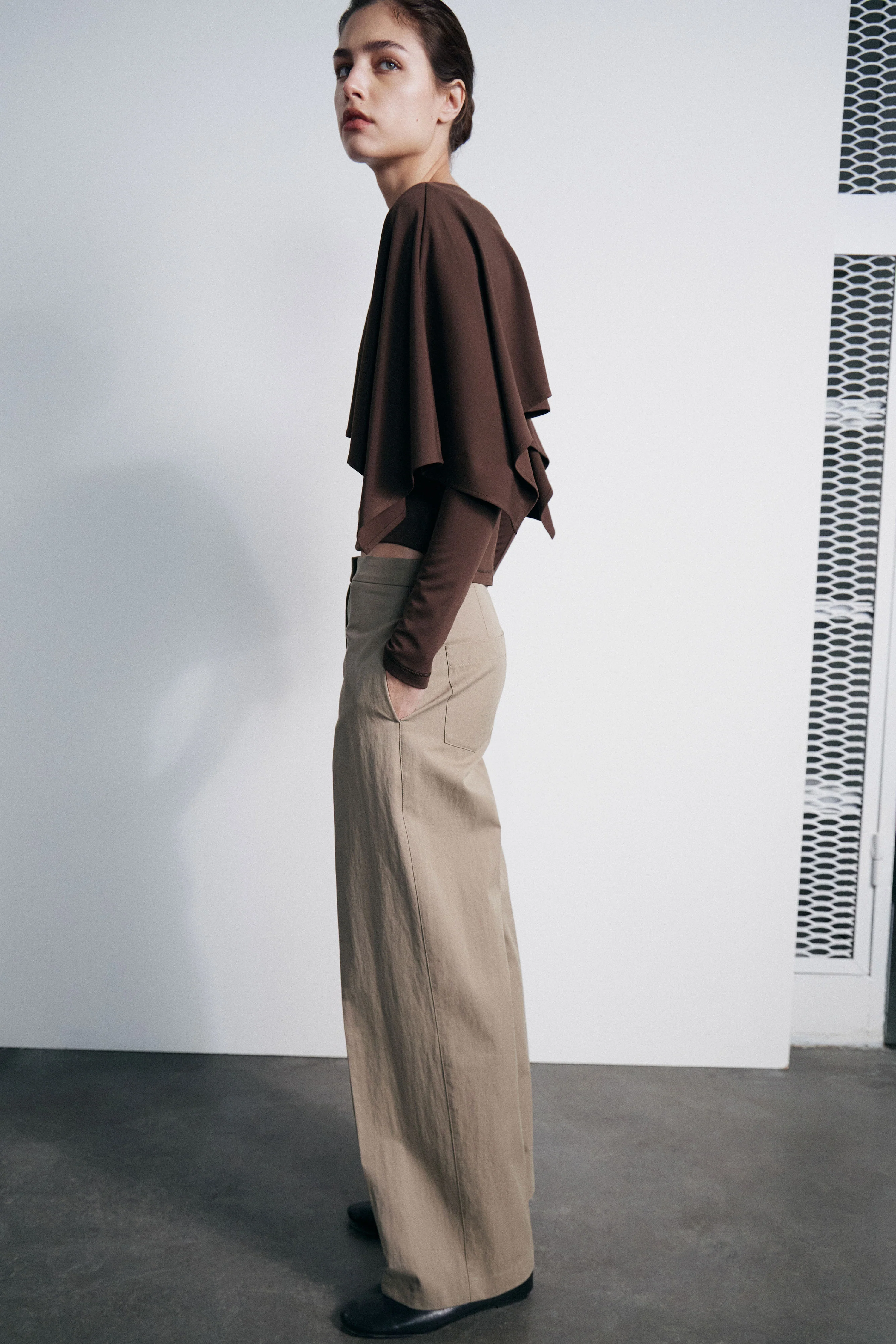 CREASED STRAIGHT FIT COTTON TROUSERS