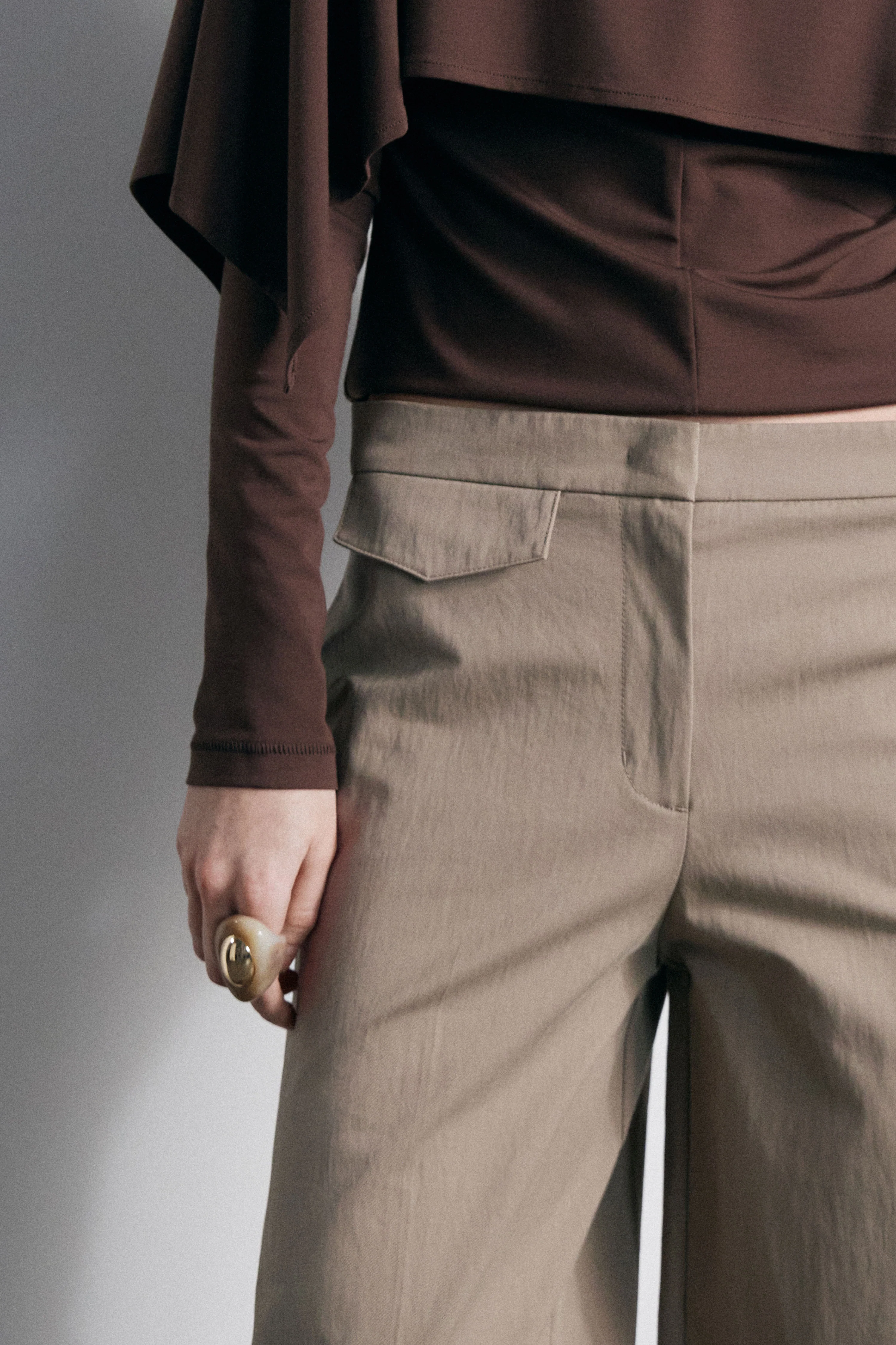 CREASED STRAIGHT FIT COTTON TROUSERS - Image 2
