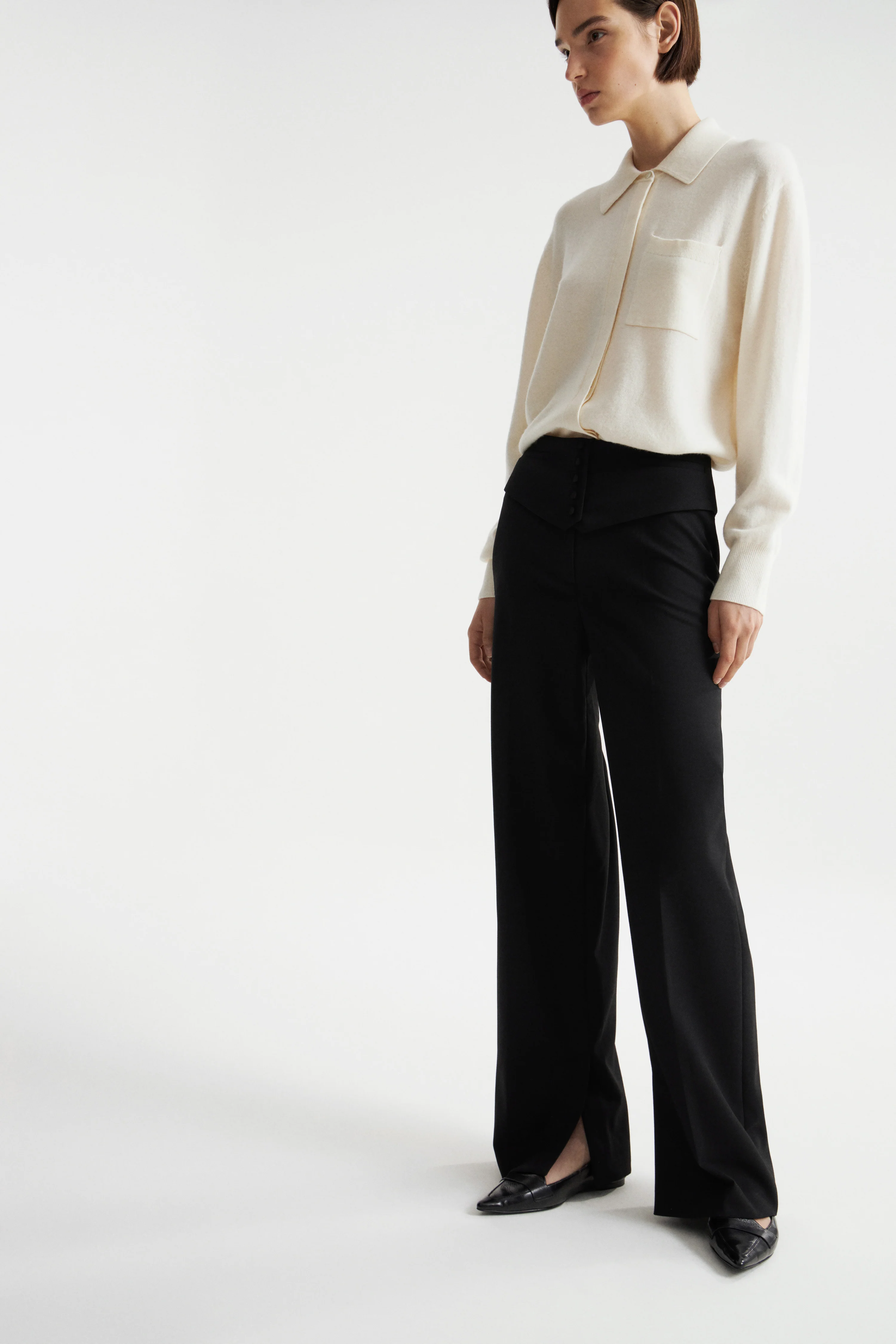 CREASED TROUSERS WITH TUXEDO-LOOK WAISTBAND - Image 3