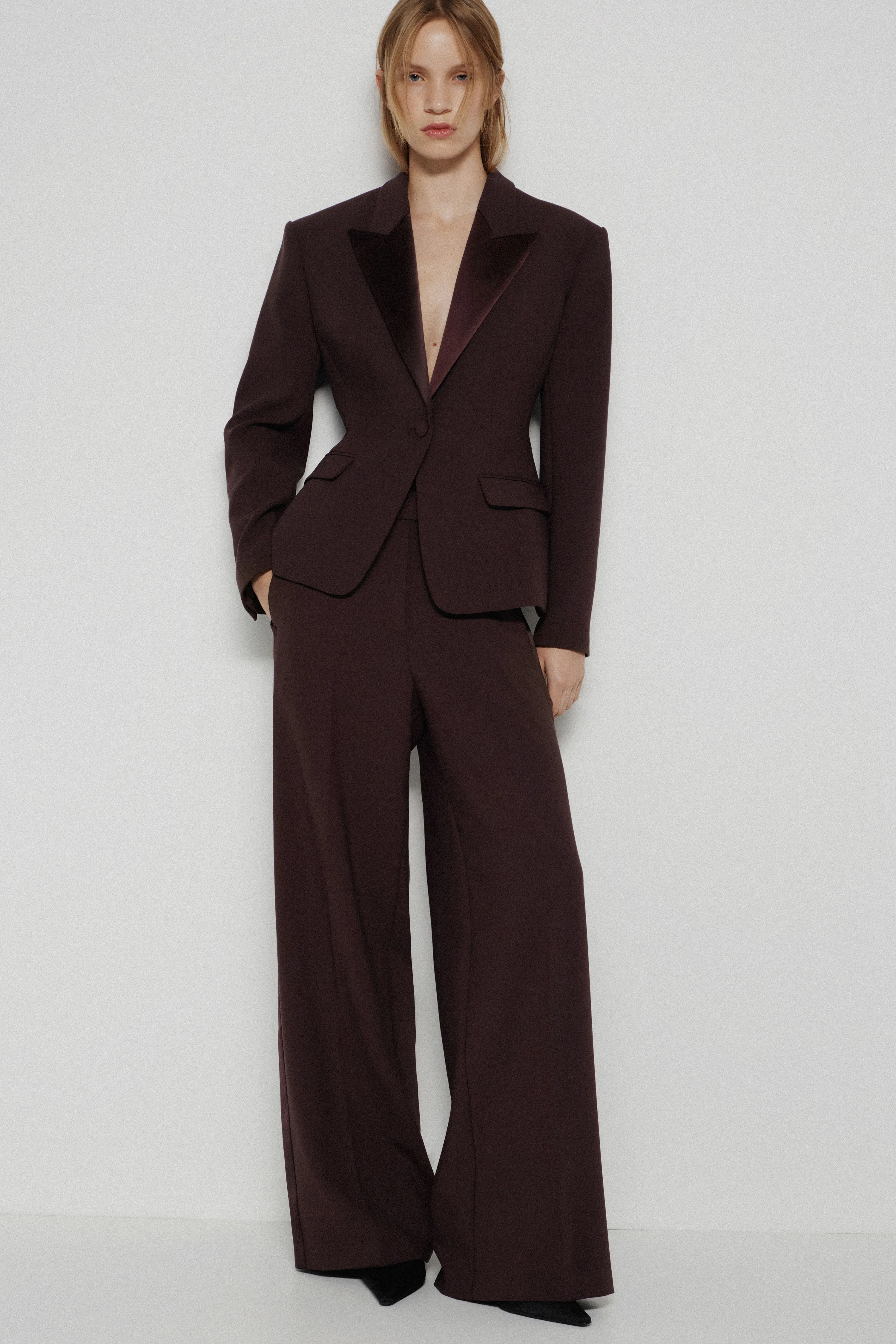 CREASED SATIN-TRIMMED TROUSERS - Image 2