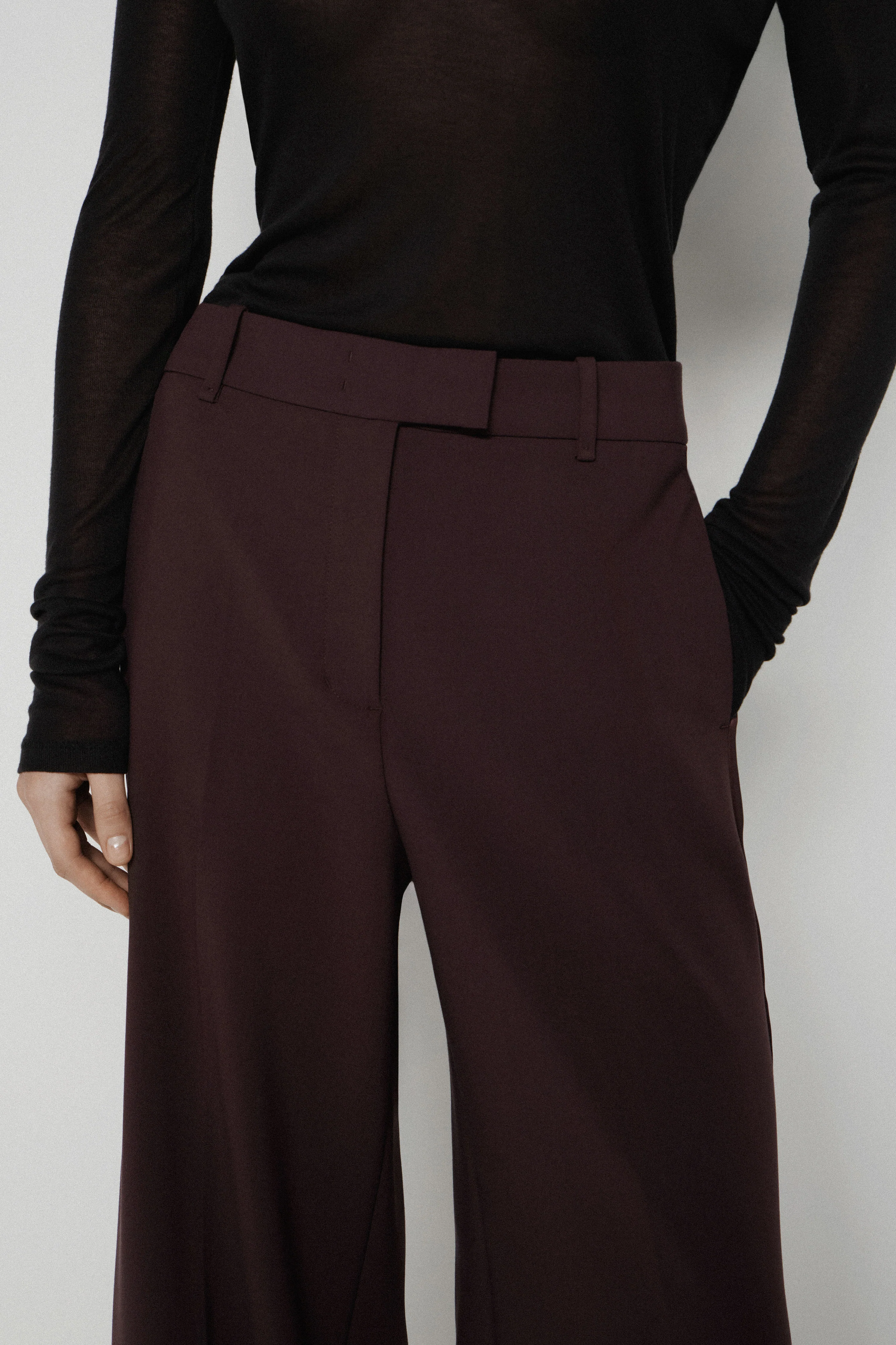 CREASED SATIN-TRIMMED TROUSERS - Image 3
