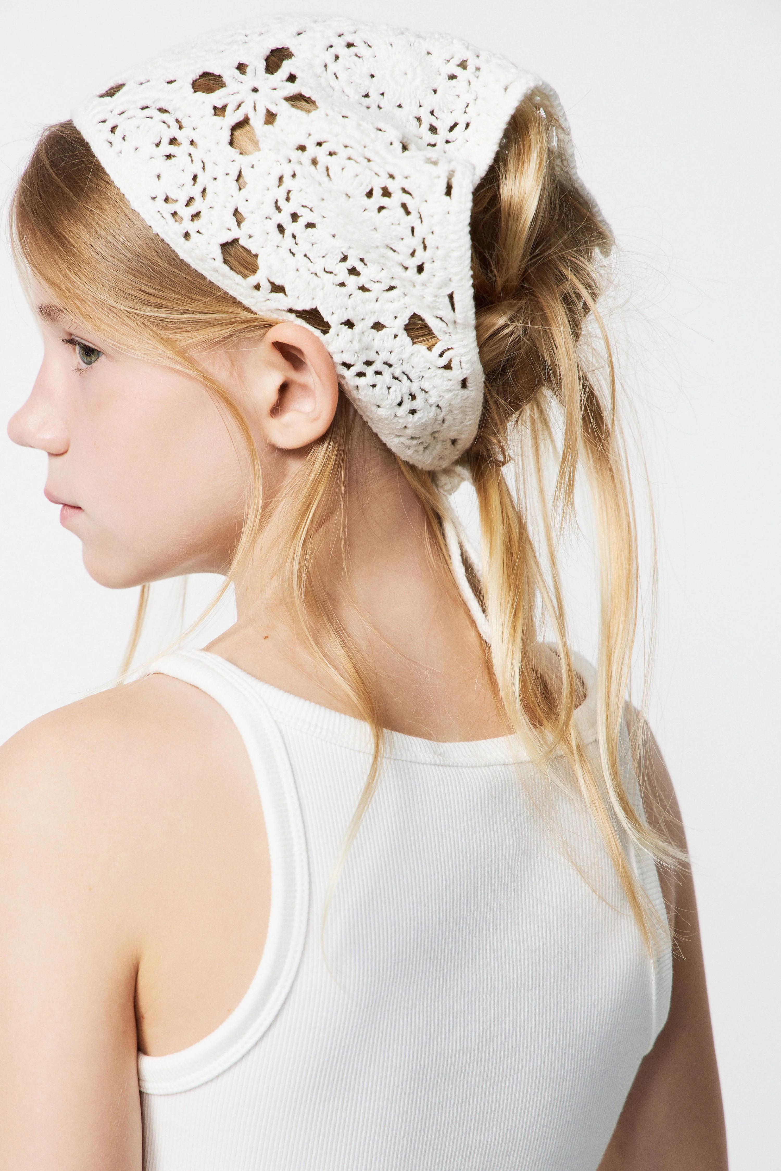 CROCHET-LOOK COTTON HEAD SCARF - Image 2