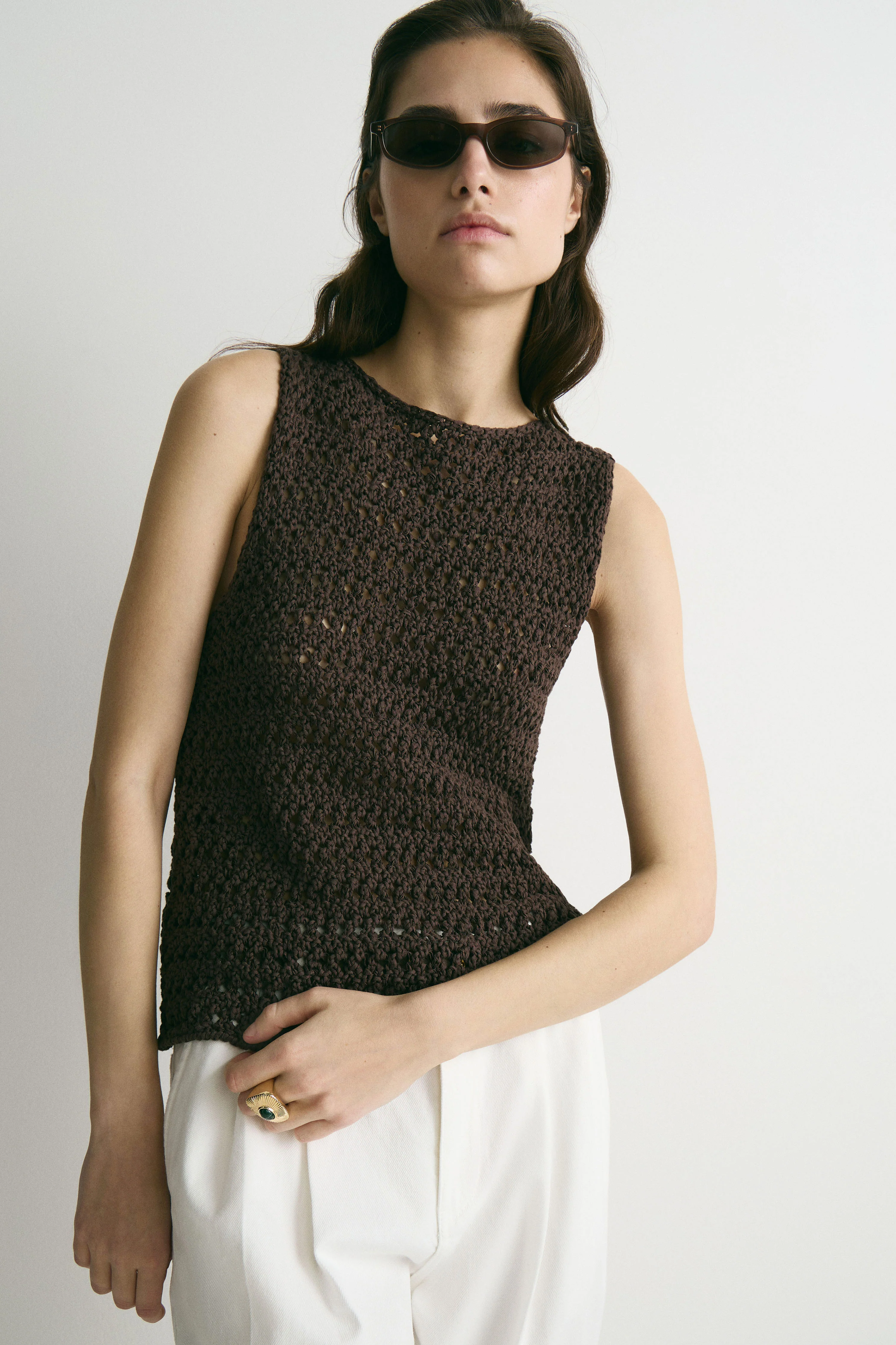 CROCHET-LOOK COTTON TOP