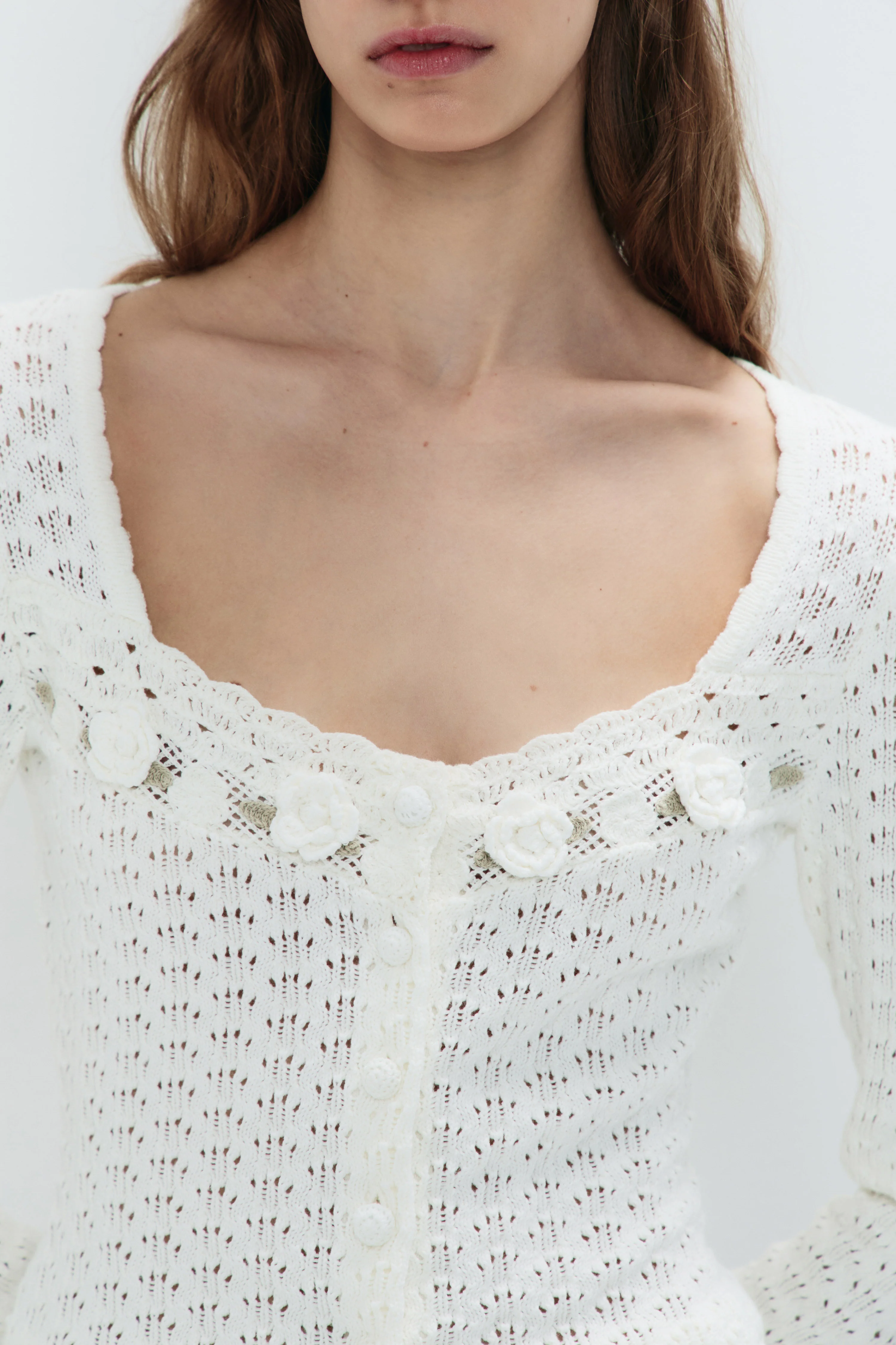 CROCHET-LOOK KNIT CARDIGAN - Image 3