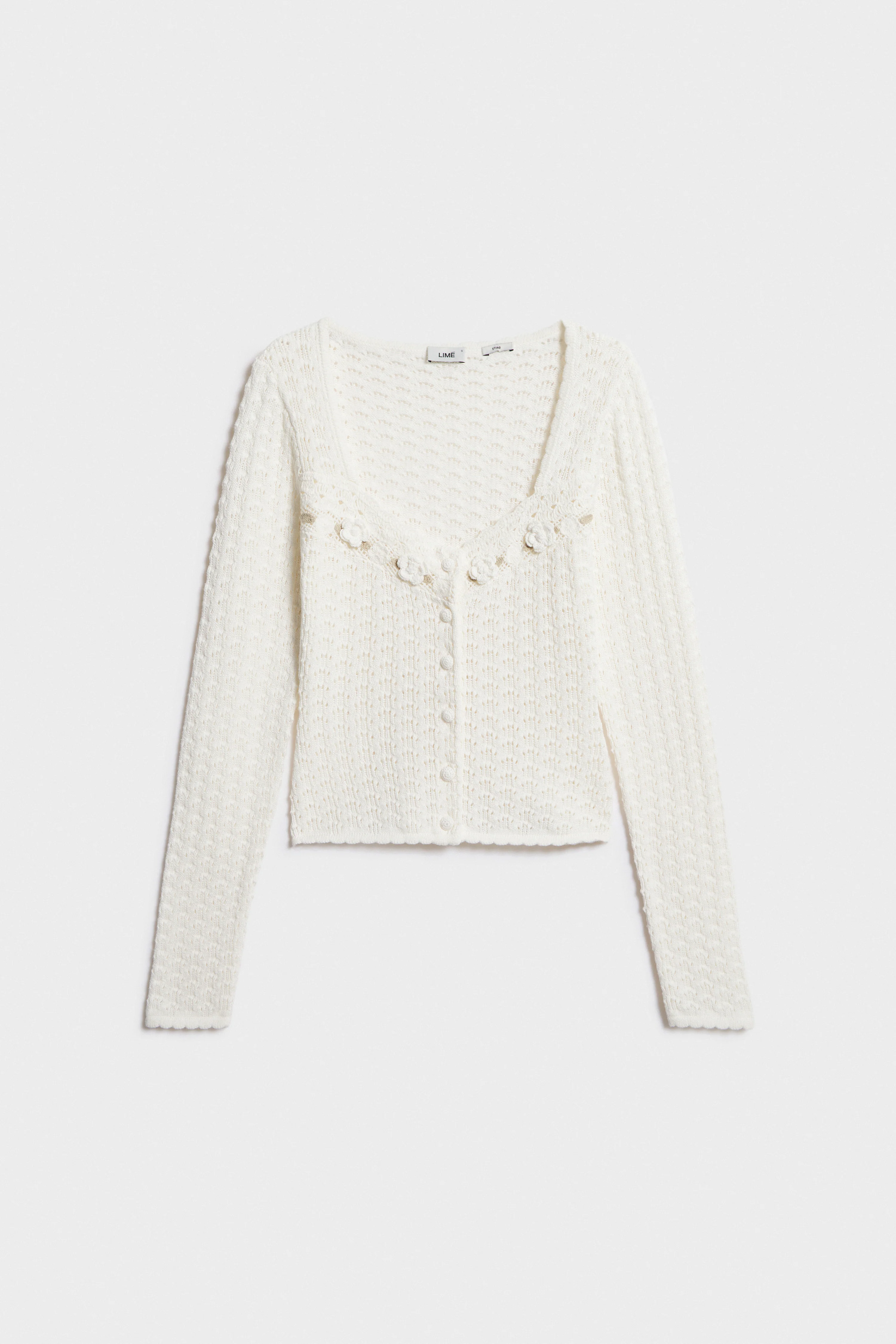 CROCHET-LOOK KNIT CARDIGAN - Image 5