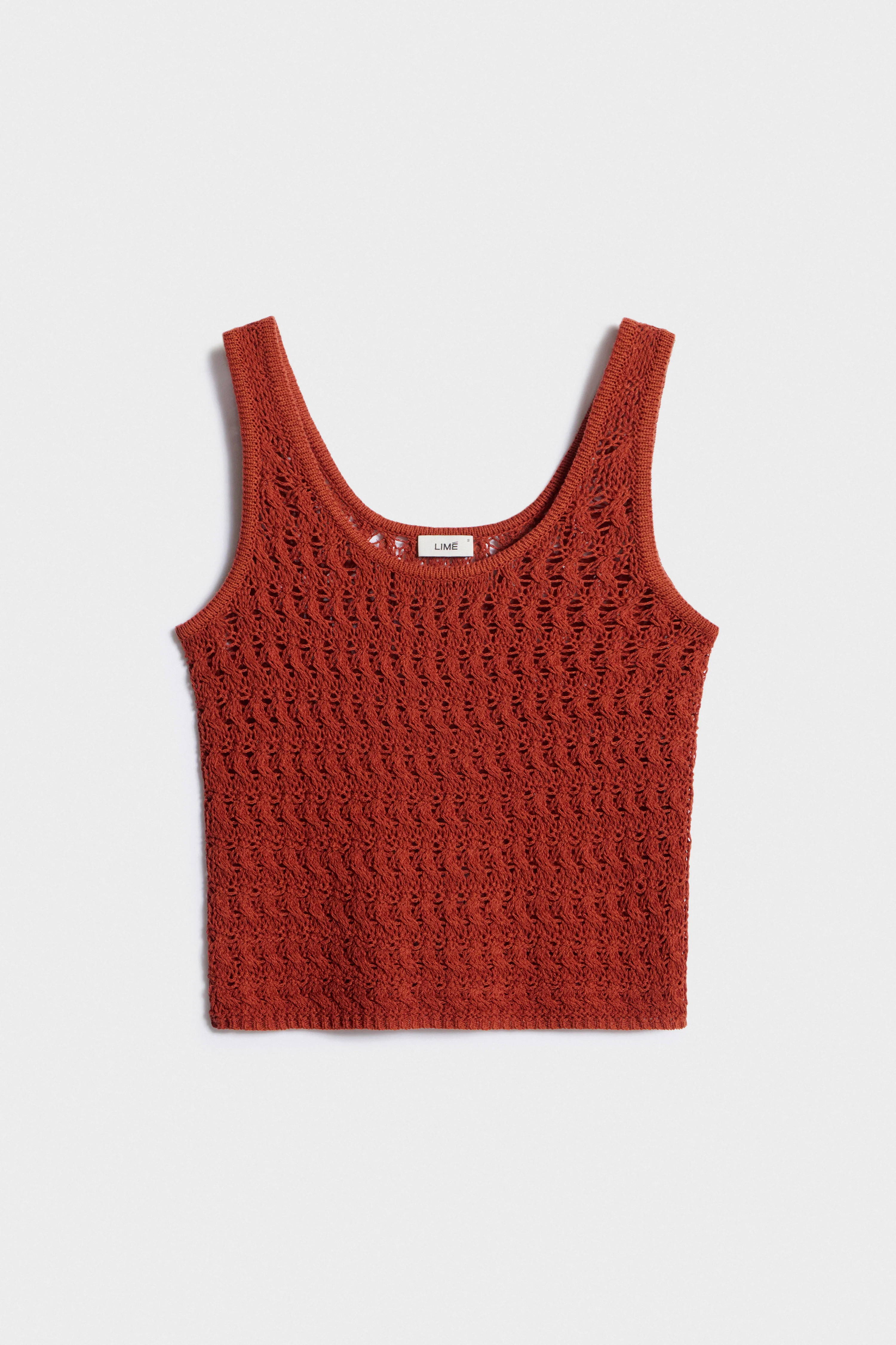 CROCHET-LOOK LINEN-BLEND TOP - Image 5
