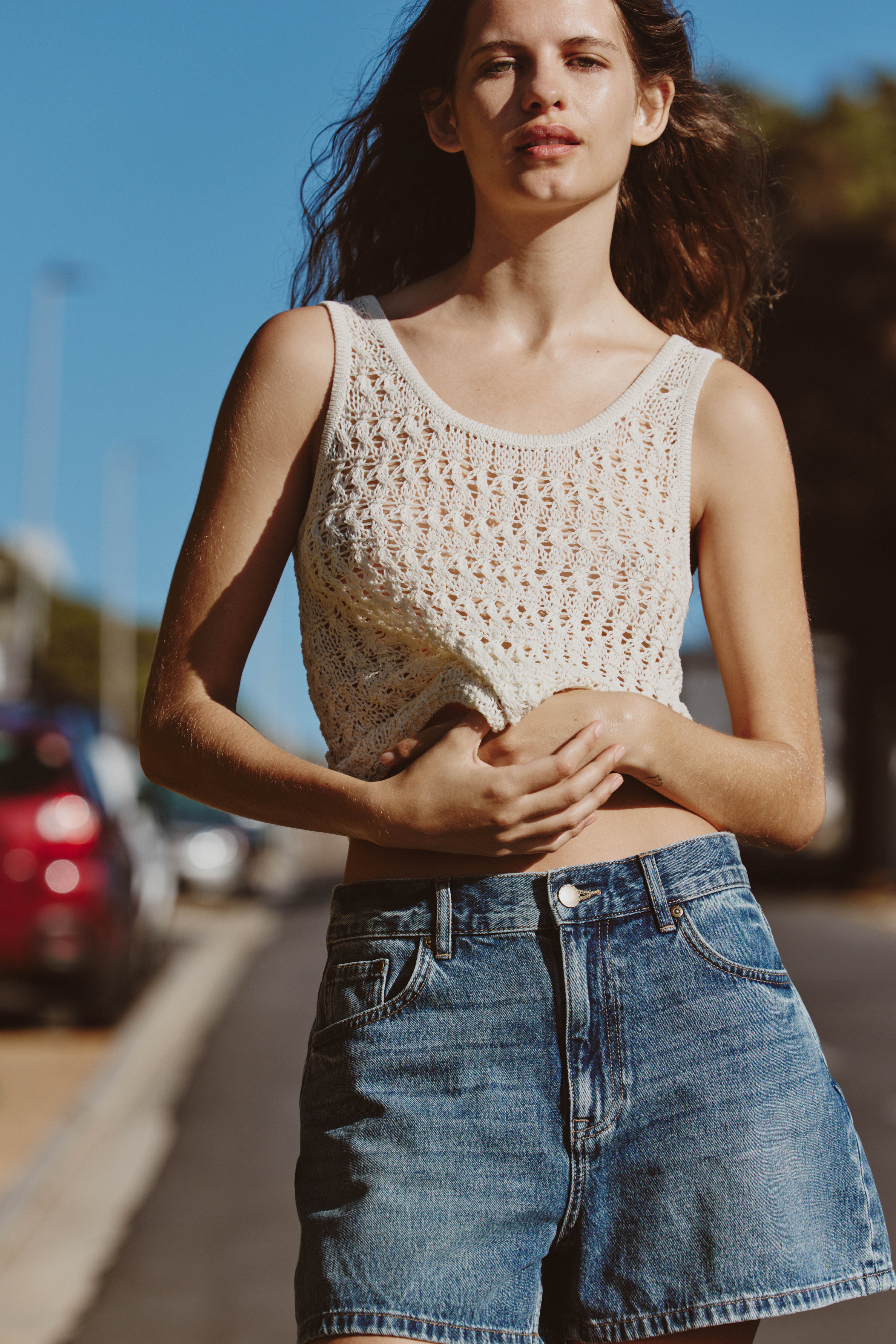 CROCHET-LOOK LINEN-BLEND TOP - Image 3