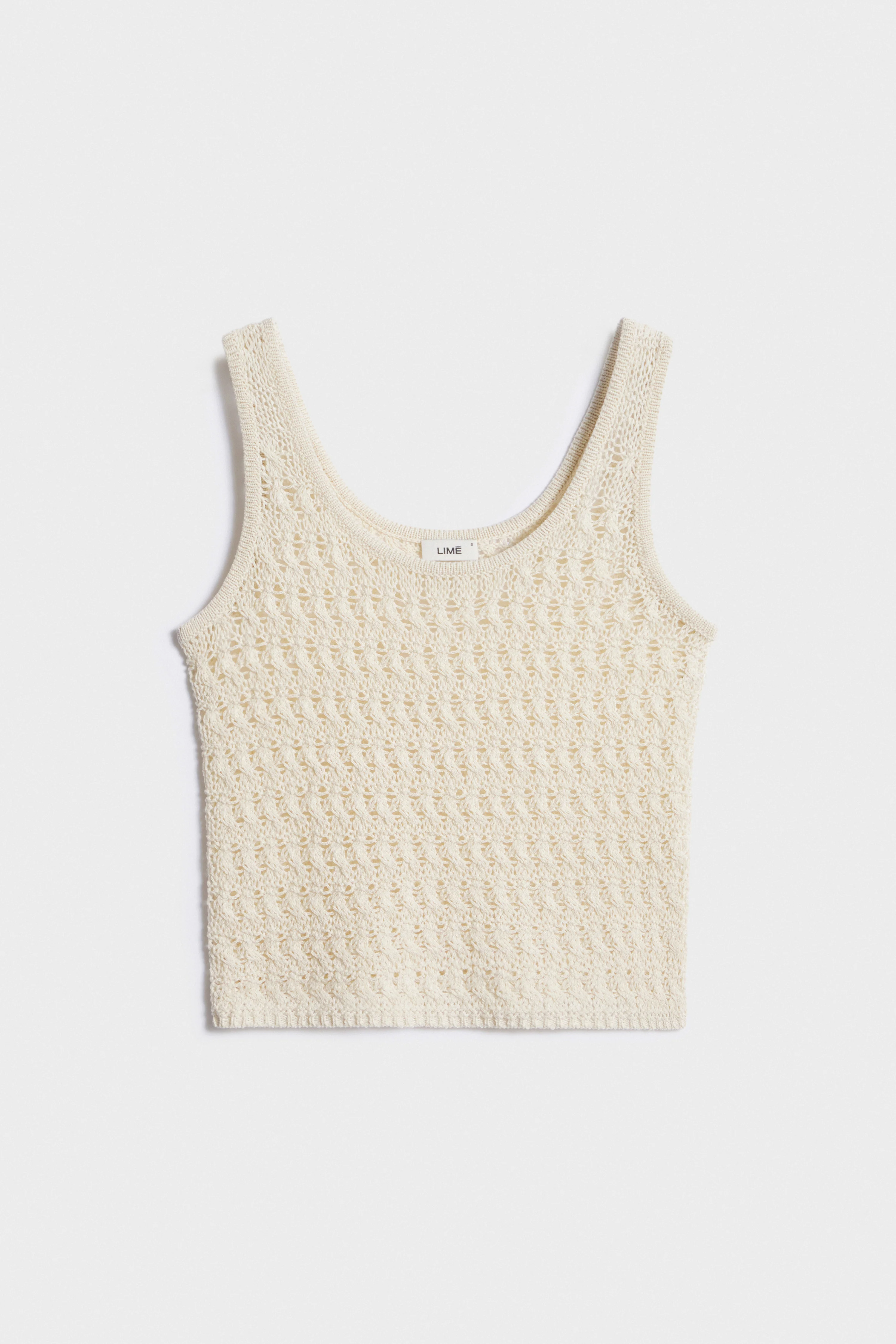 CROCHET-LOOK LINEN-BLEND TOP - Image 4