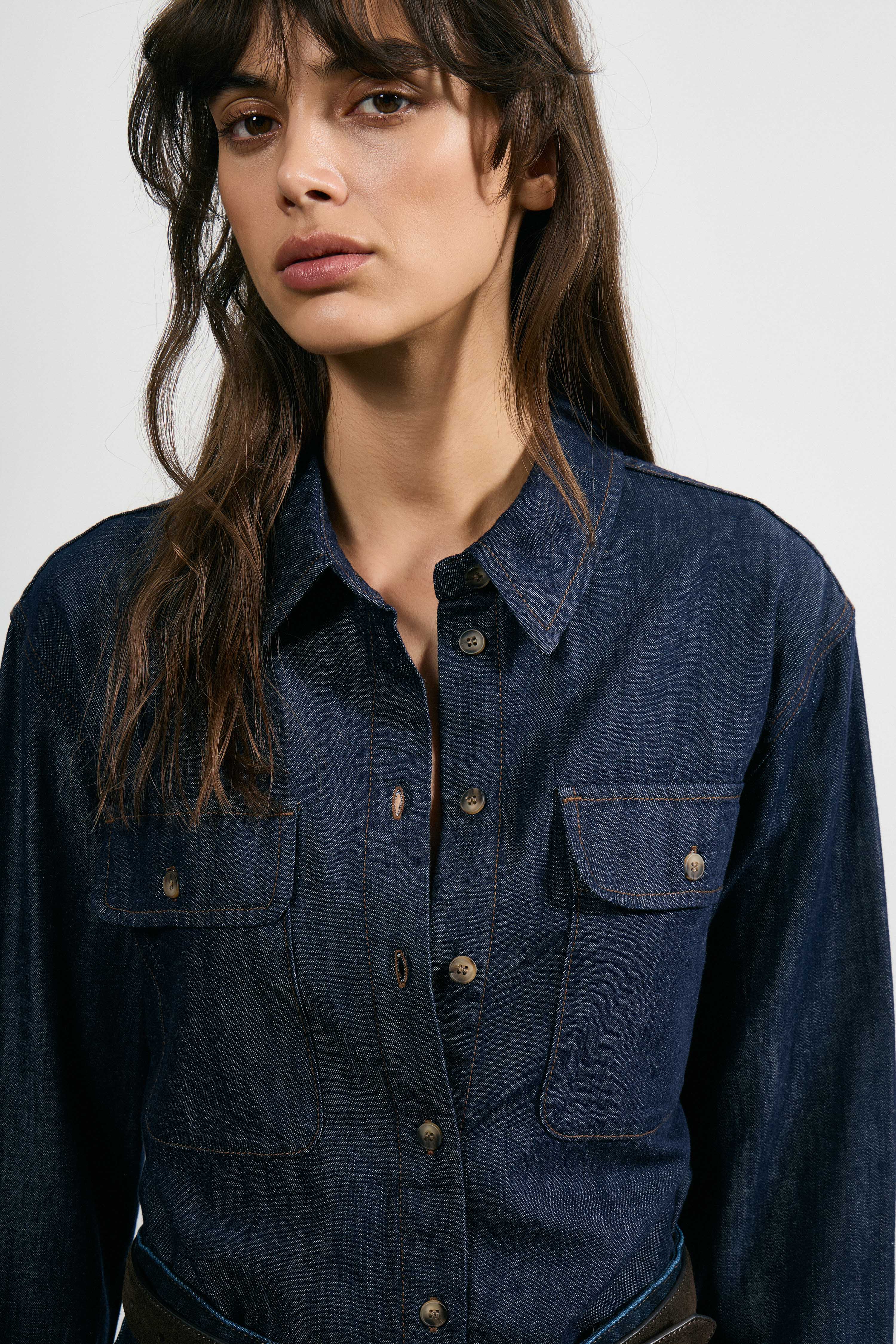 DENIM STRAIGHT FIT SHIRT - Image 3