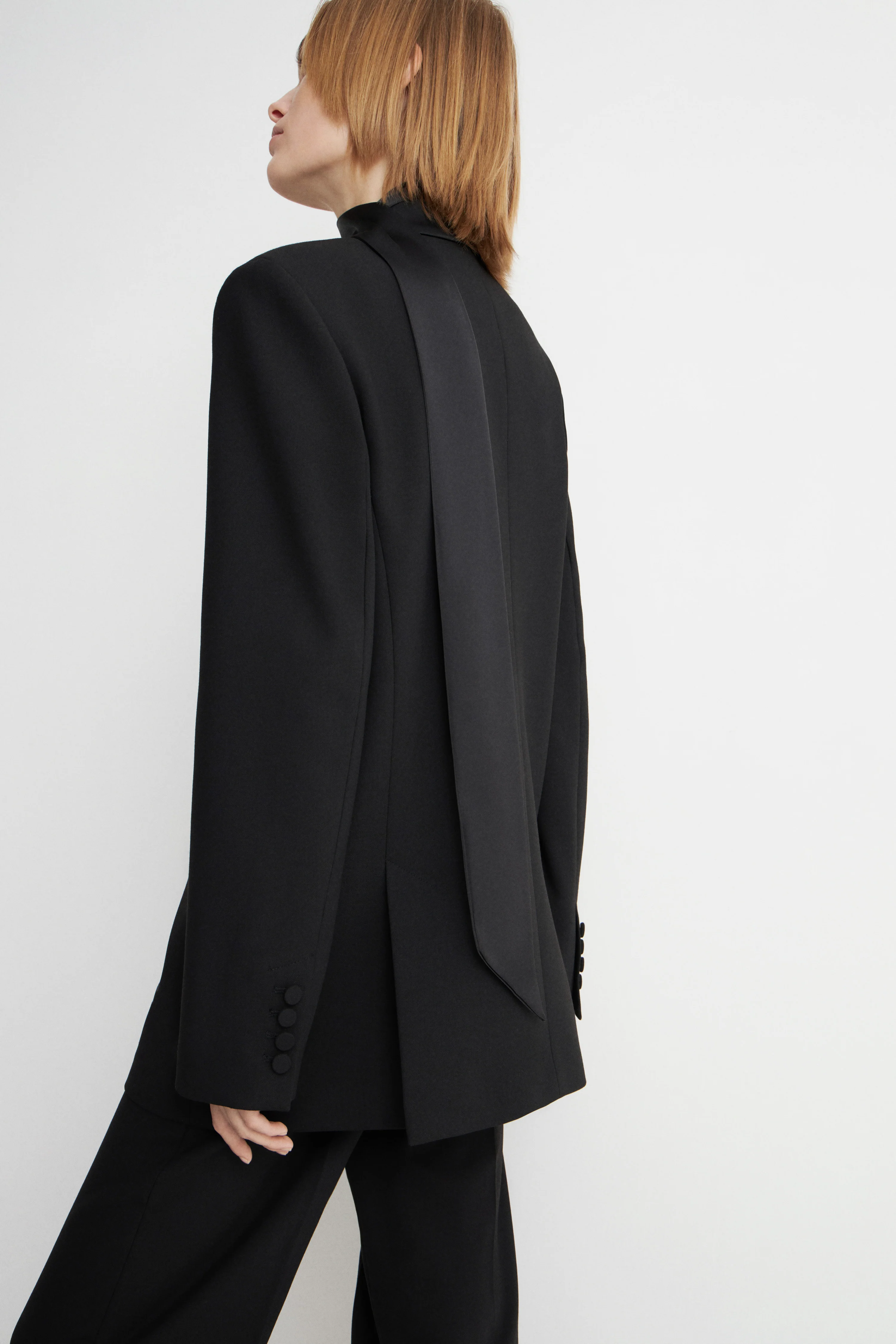DOUBLE-BREASTED SCARF-DETAIL BLAZER - Image 4