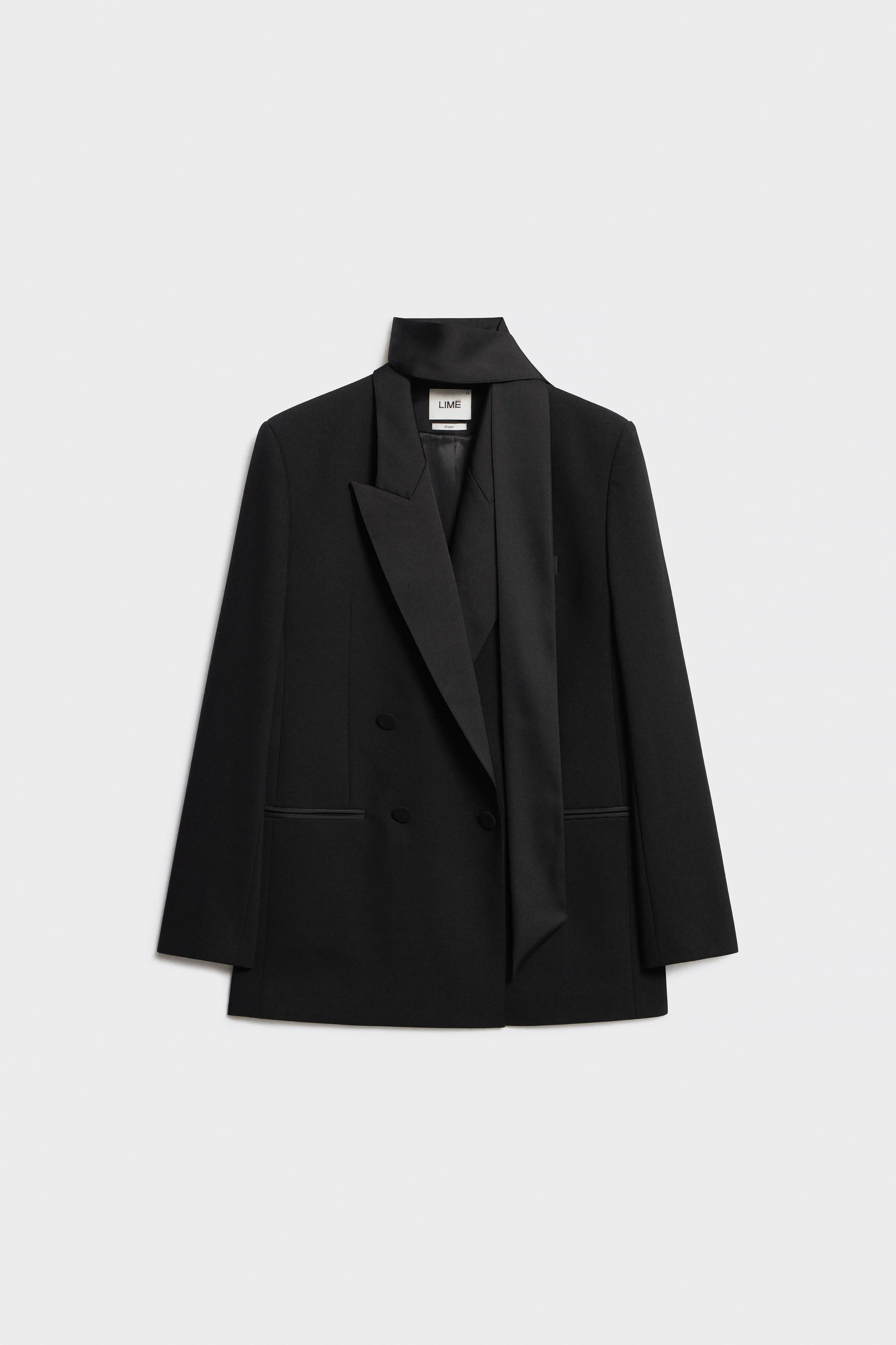 DOUBLE-BREASTED SCARF-DETAIL BLAZER - Image 5