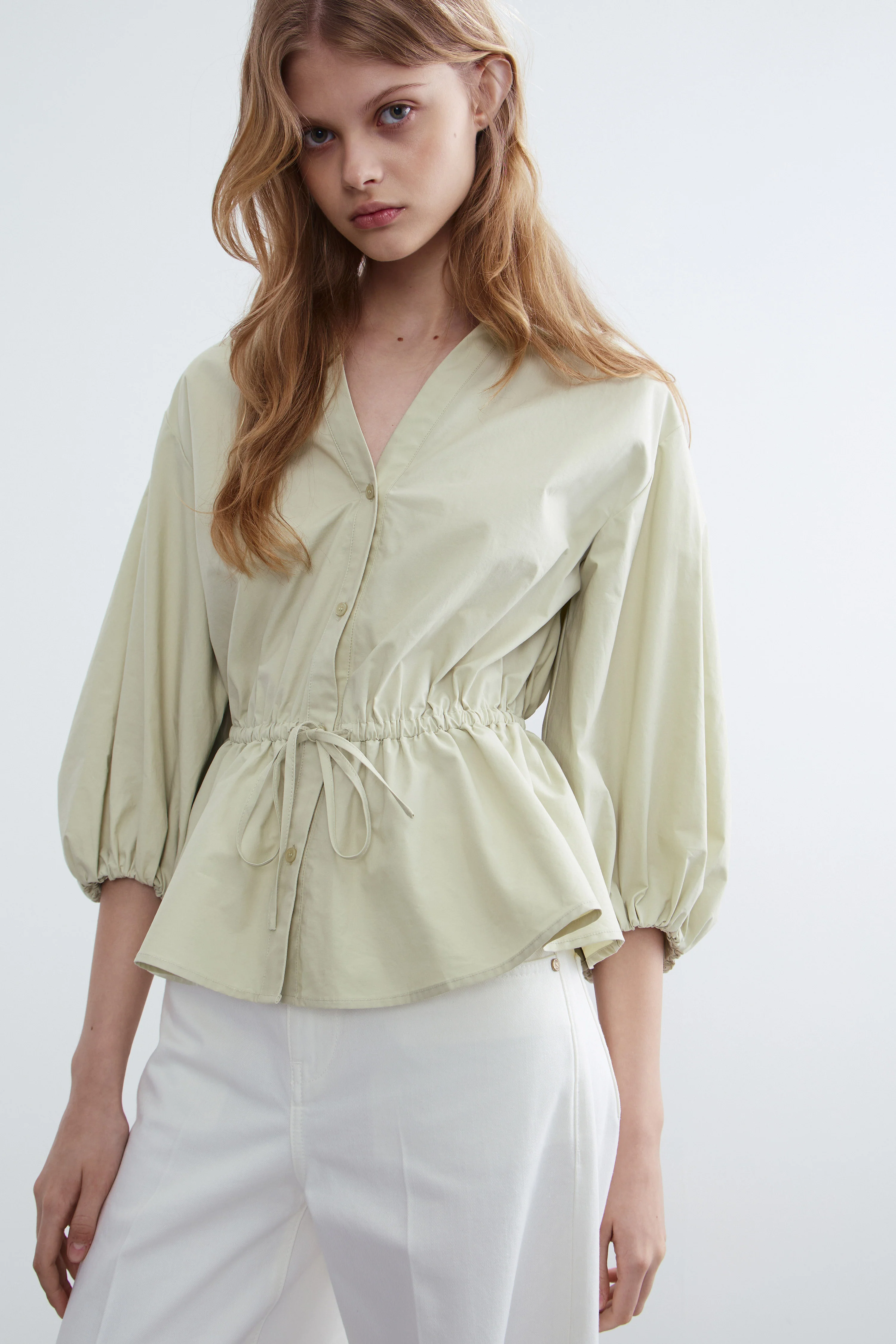 DRAPED COTTON BLOUSE