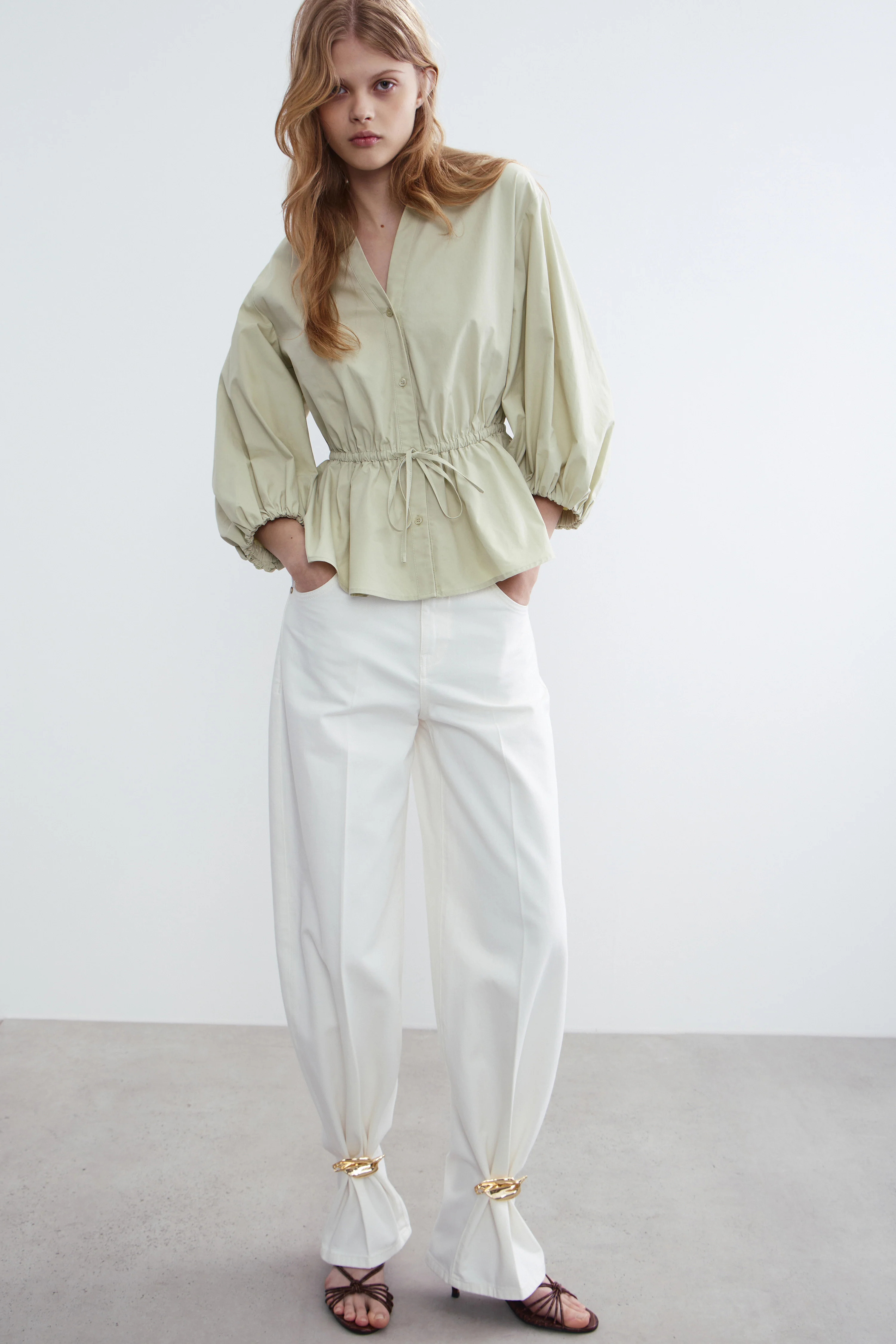 DRAPED COTTON BLOUSE - Image 2