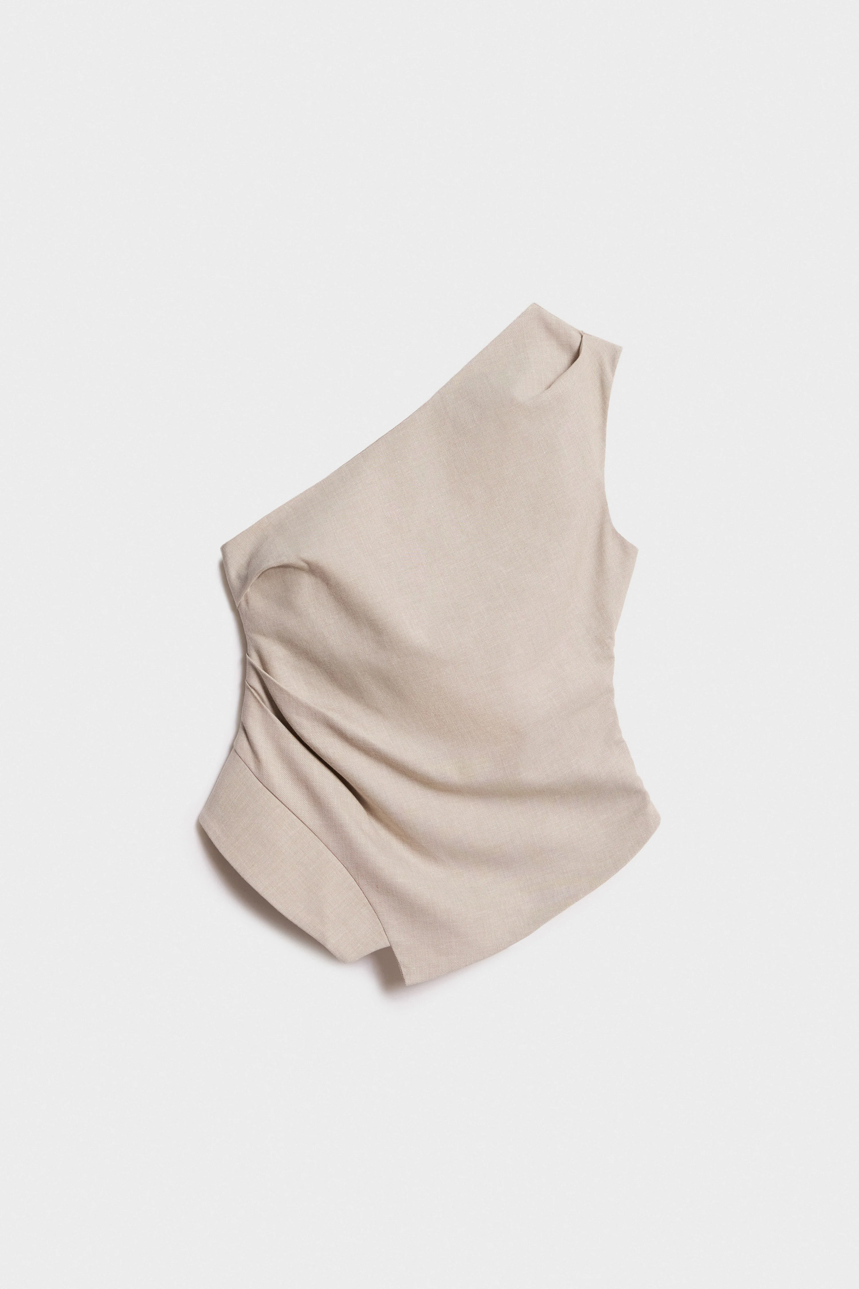DRAPED COTTON-LINEN TOP - Image 4