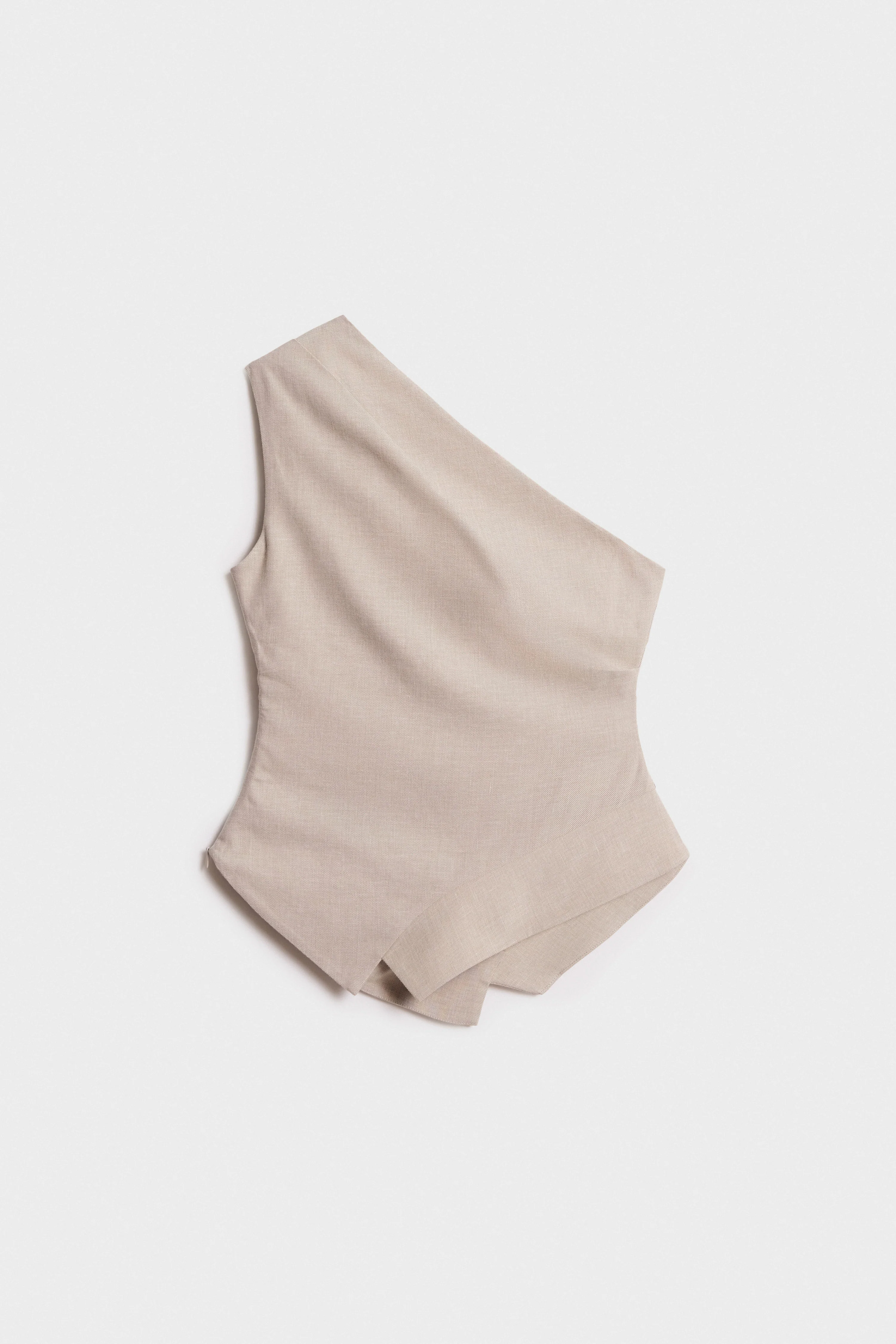 DRAPED COTTON-LINEN TOP - Image 5