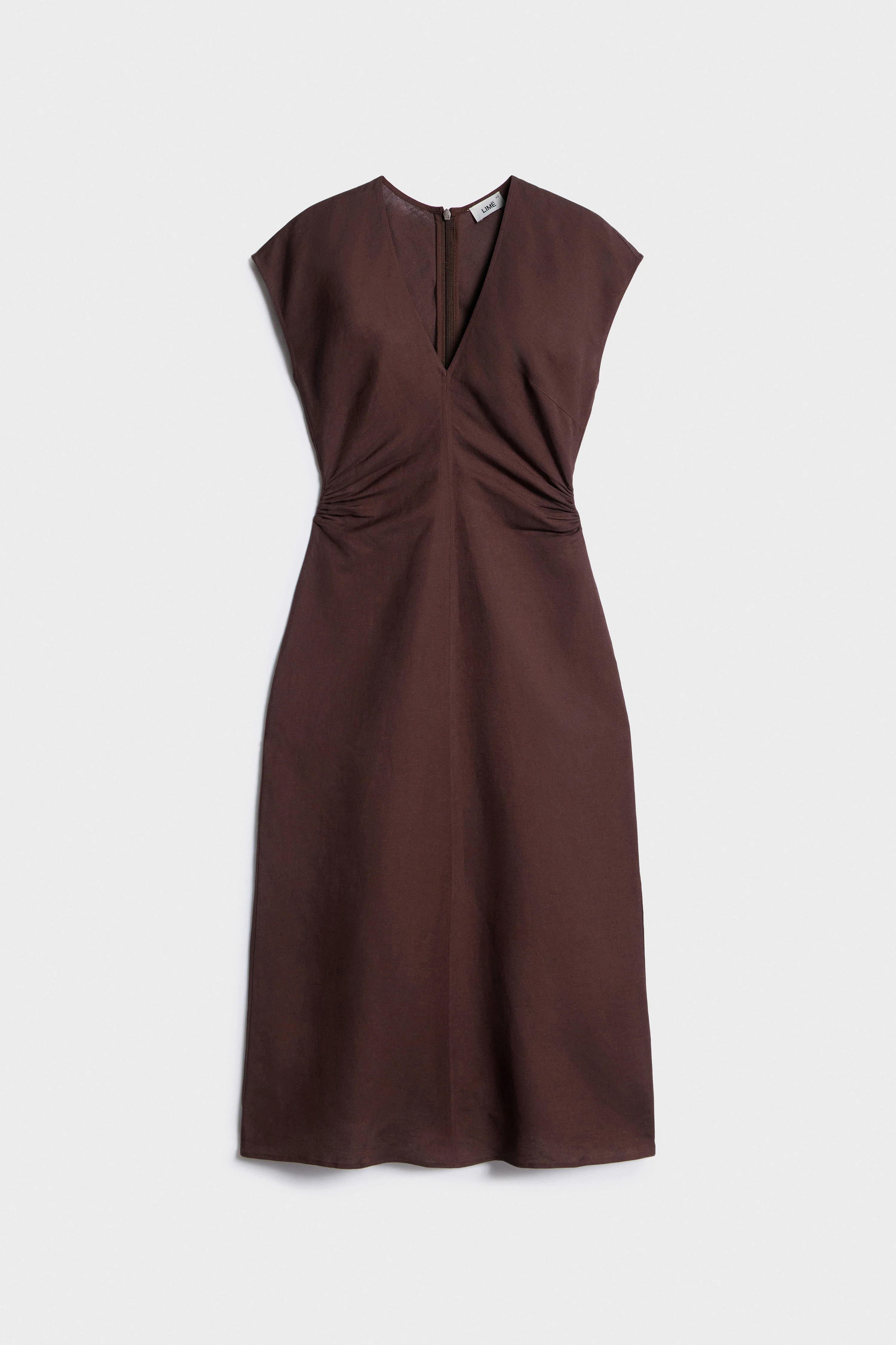 DRAPED LINEN-VISCOSE DRESS - Image 4