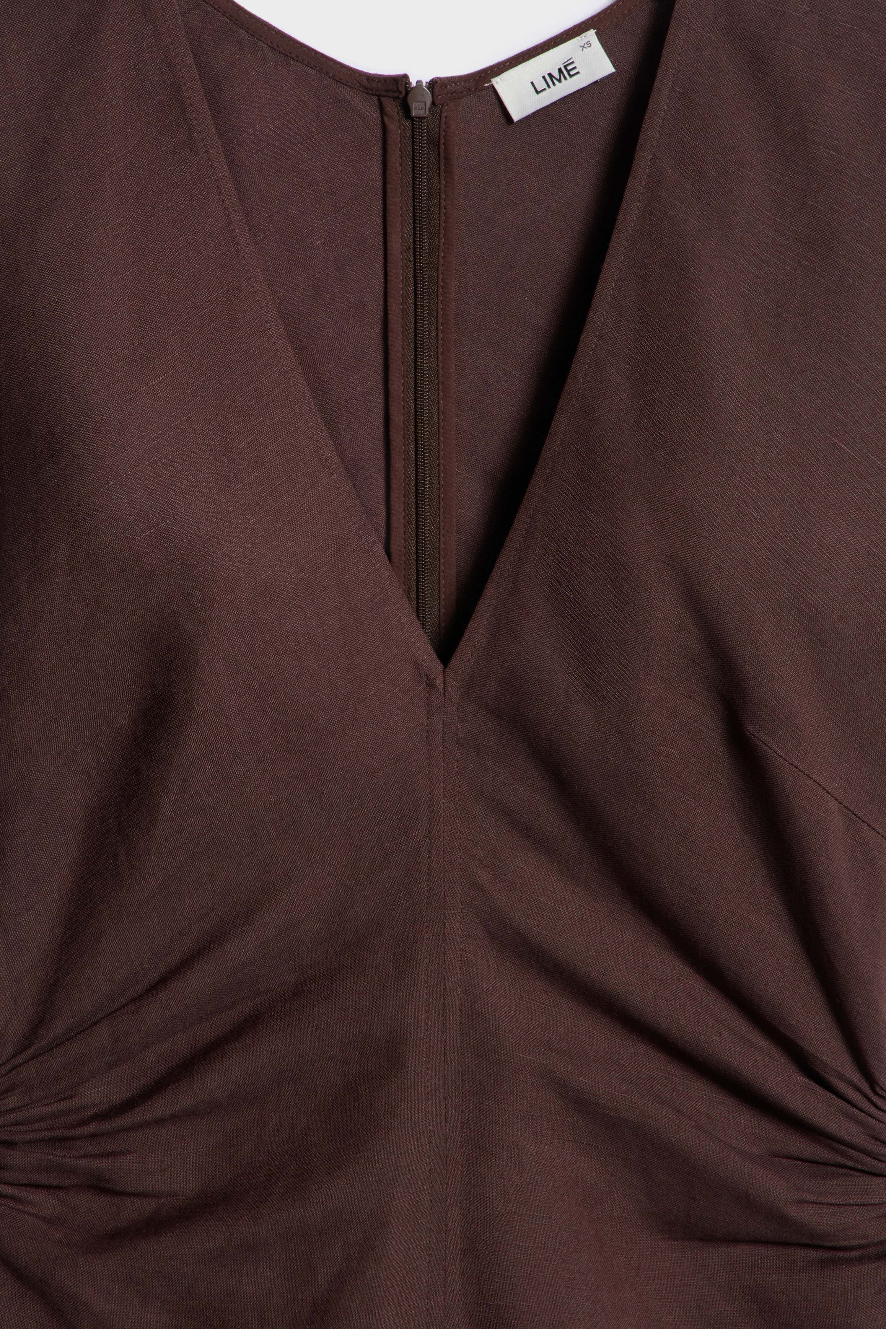 DRAPED LINEN-VISCOSE DRESS - Image 6
