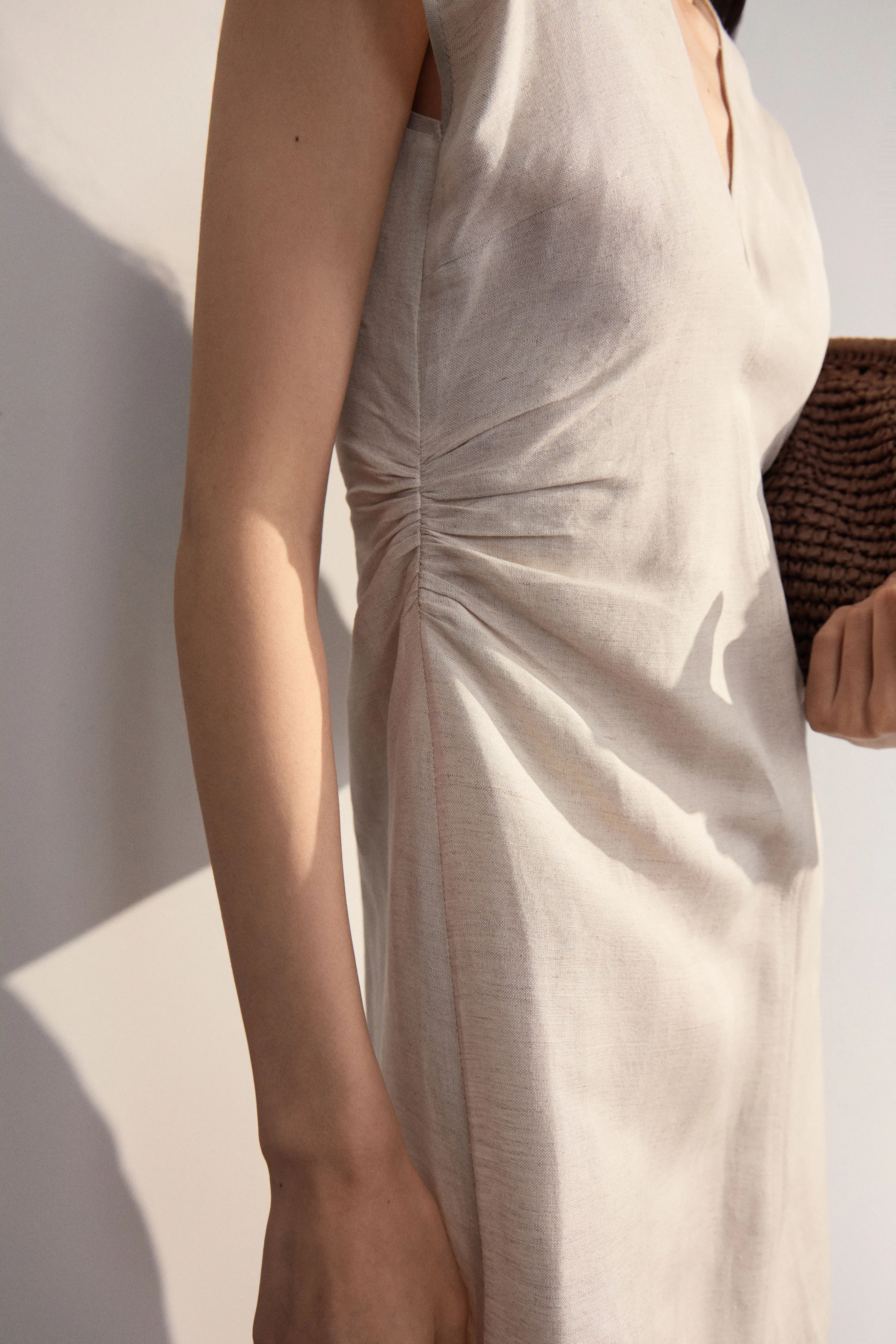 DRAPED LINEN-VISCOSE DRESS - Image 3