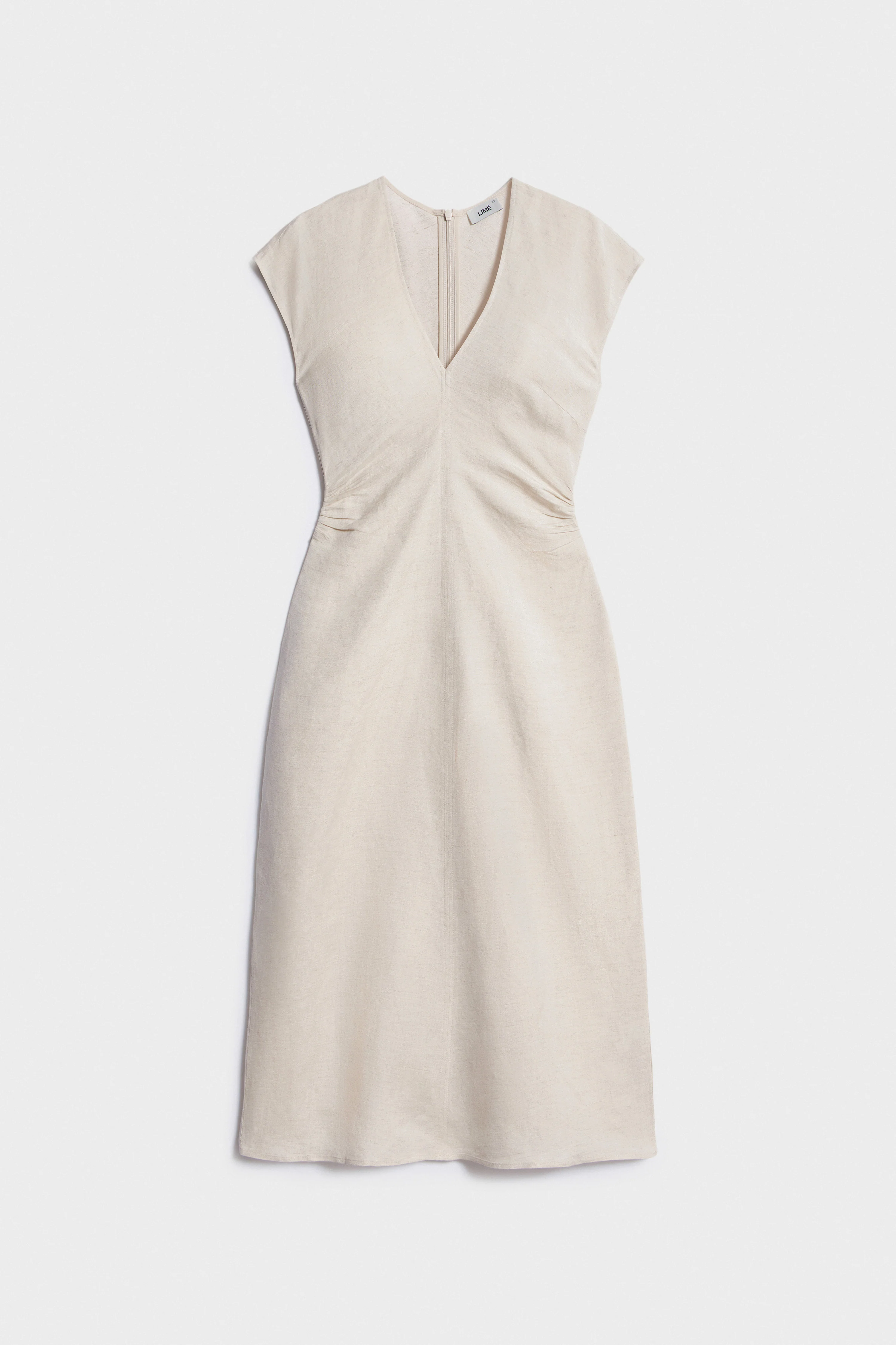 DRAPED LINEN-VISCOSE DRESS - Image 5
