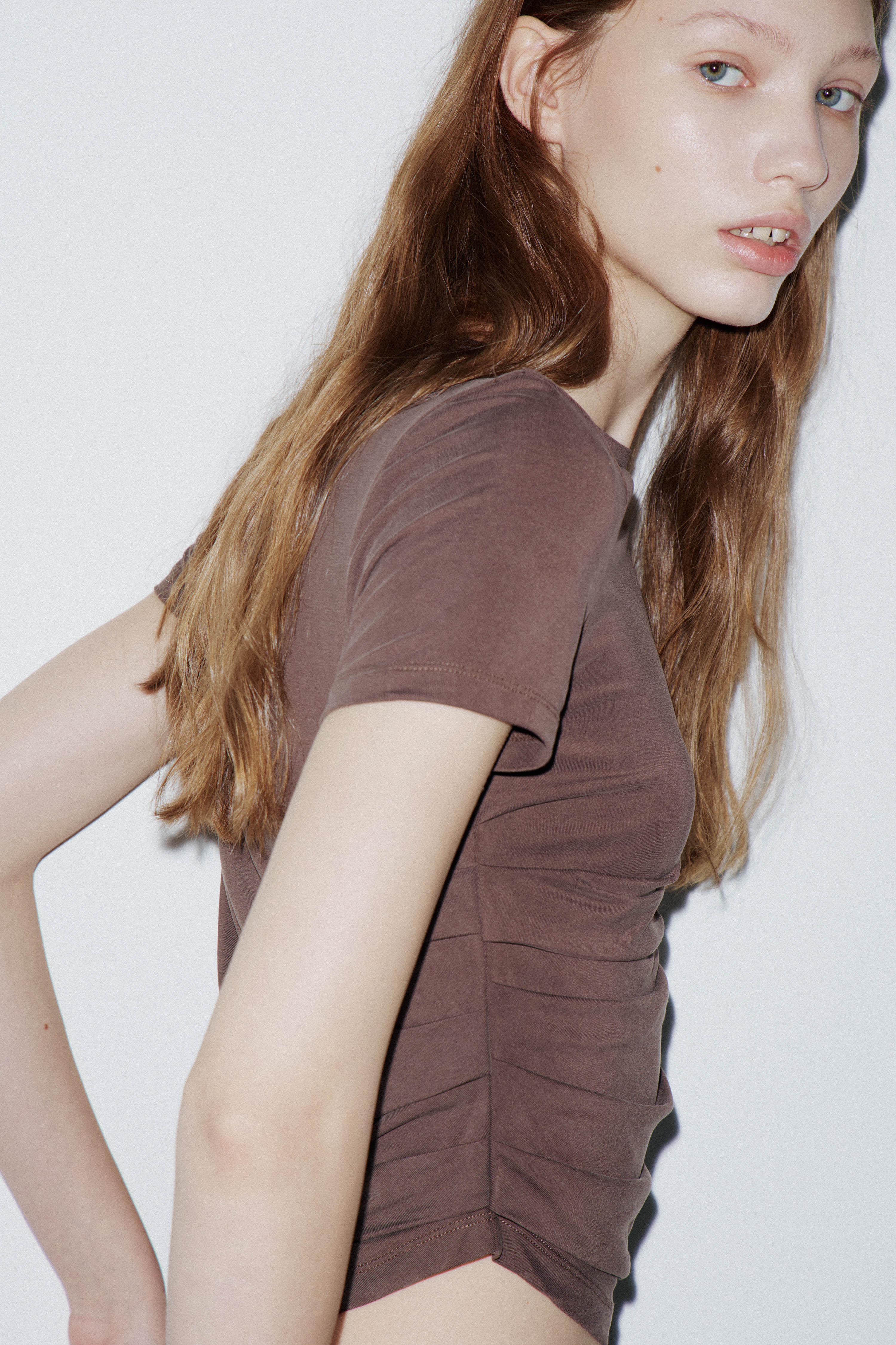 DRAPED VISCOSE T-SHIRT