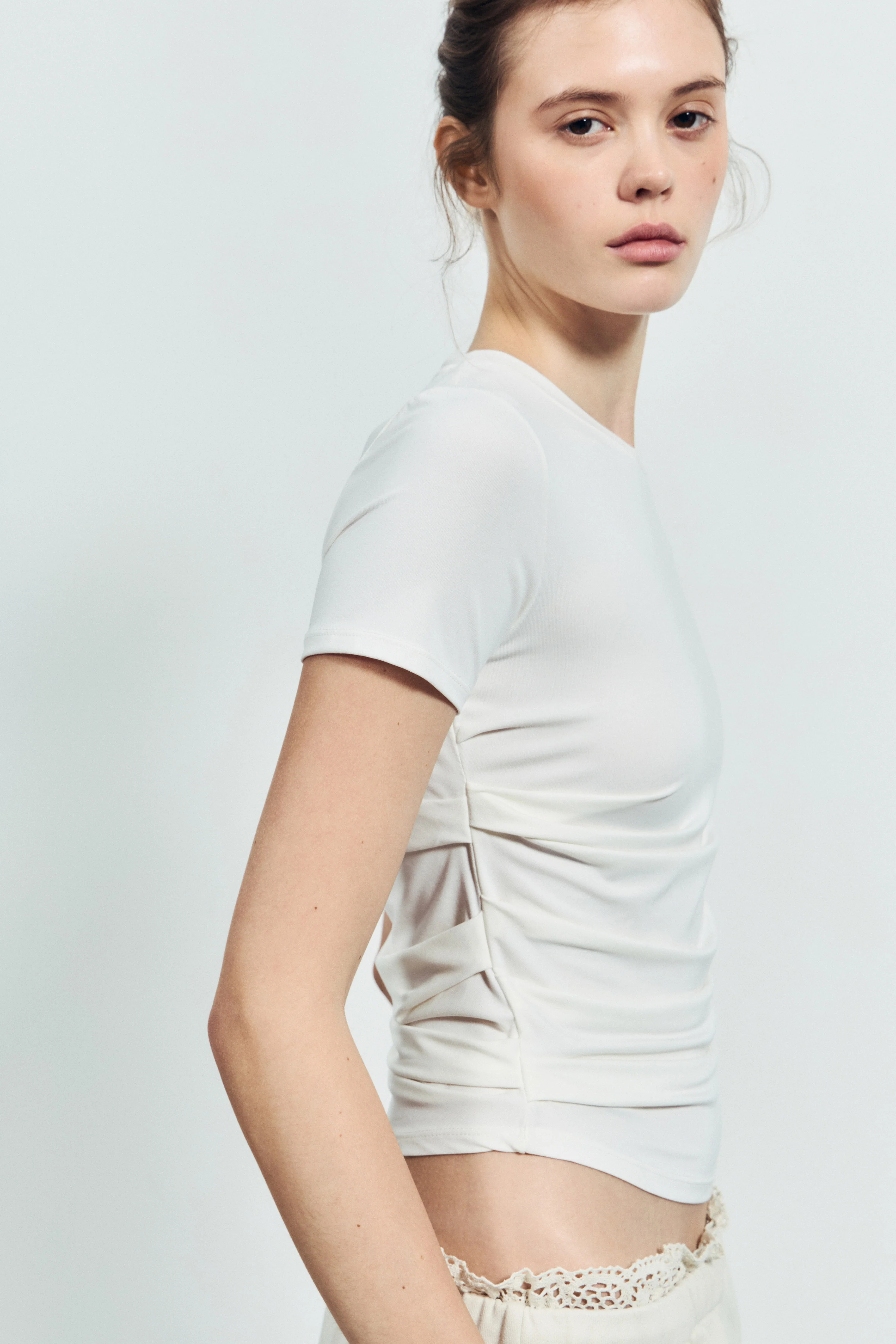 DRAPED VISCOSE T-SHIRT - Image 3