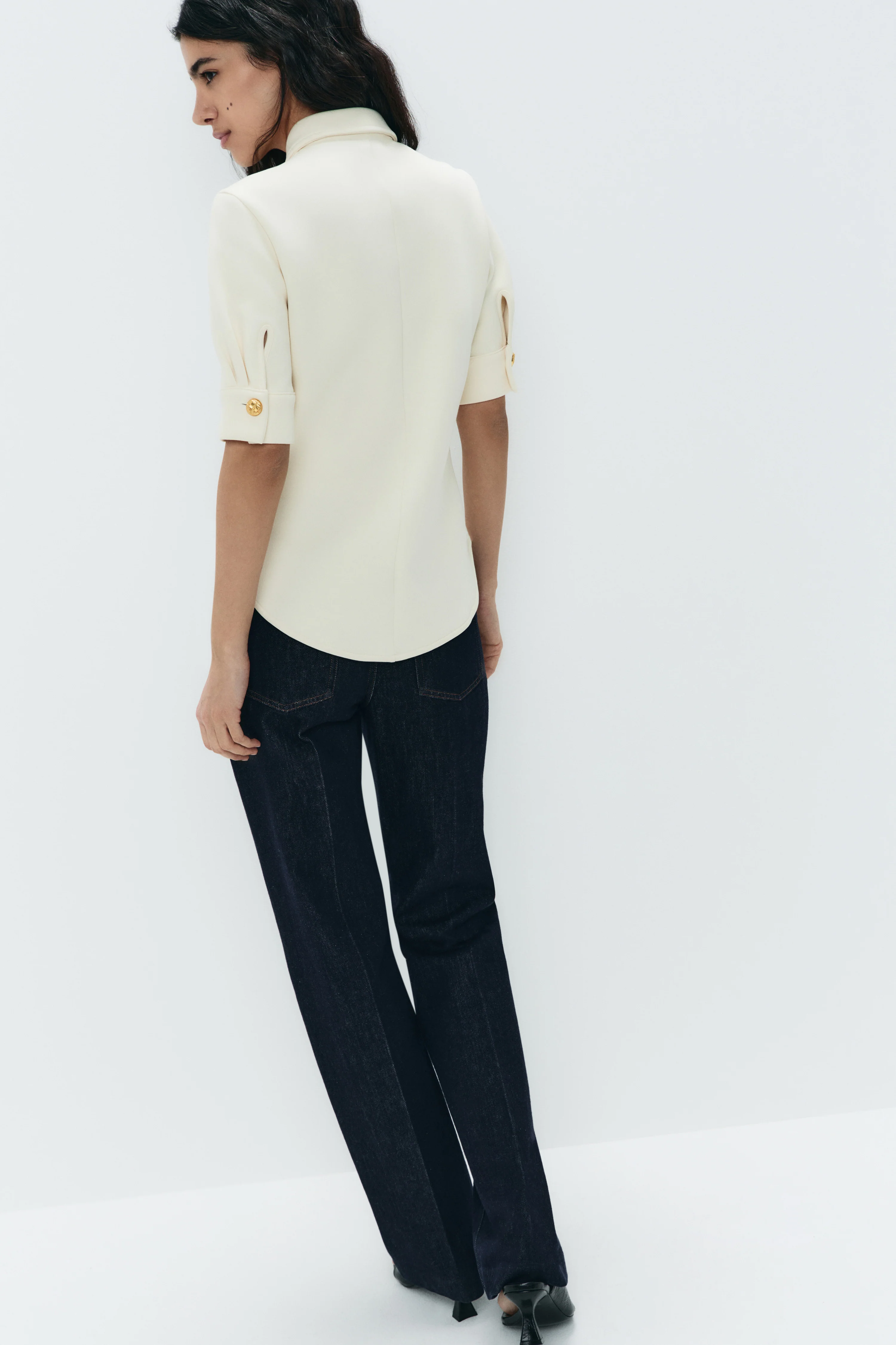 EMBELLISHED-BUTTON COTTON SHIRT - Image 3