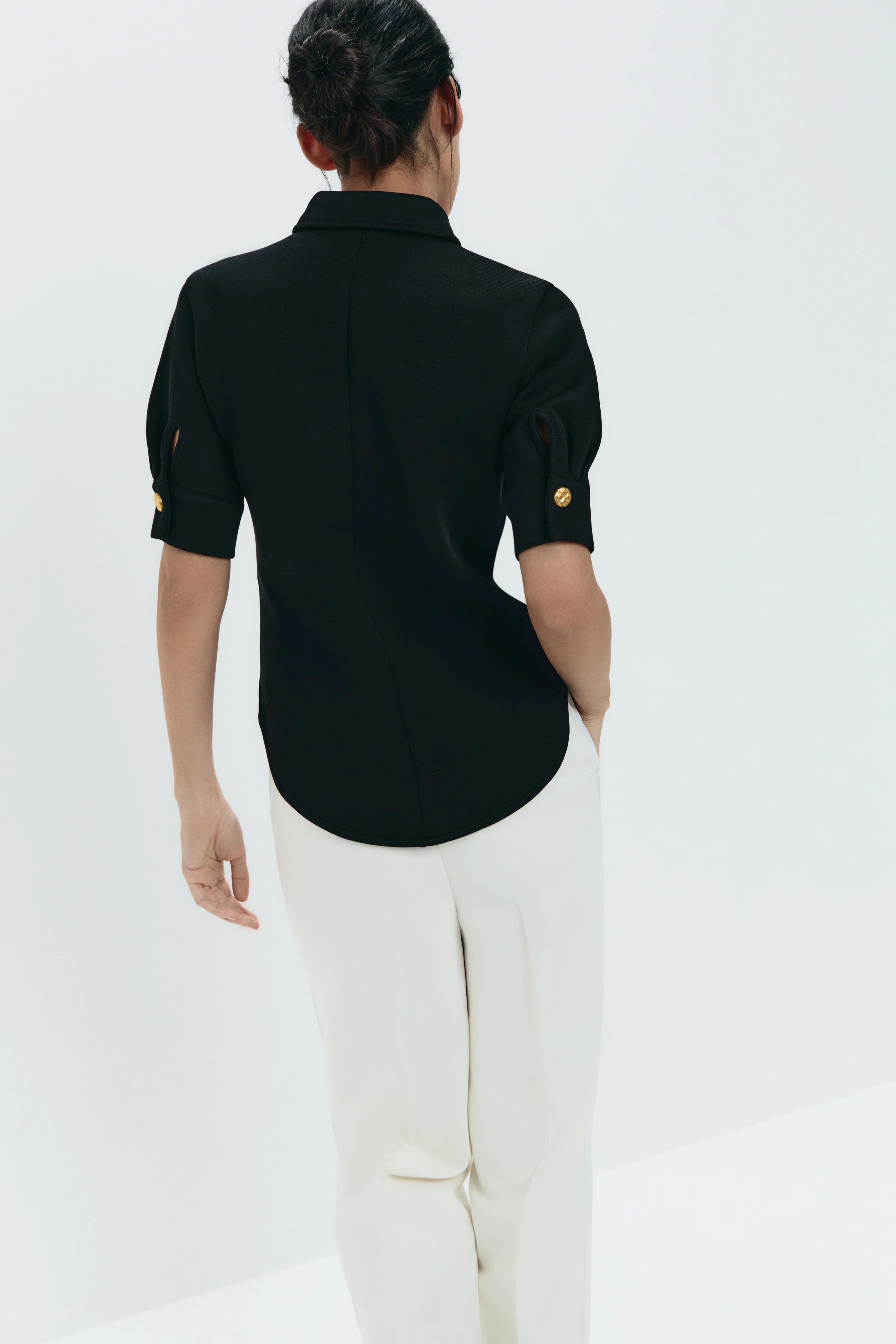 EMBELLISHED-BUTTON COTTON SHIRT - Image 4