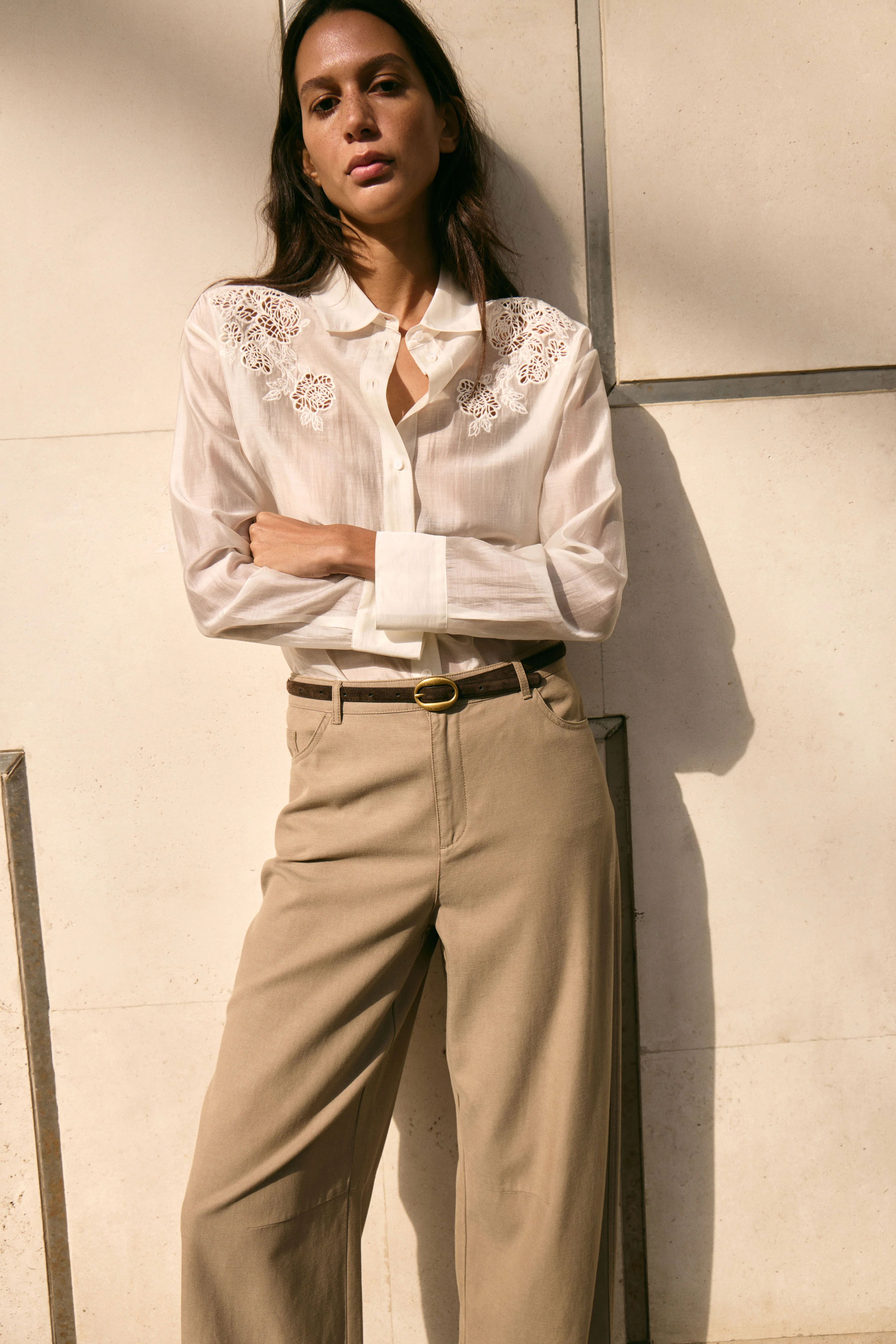 EMBROIDERED LYOCELL-BLEND SHIRT