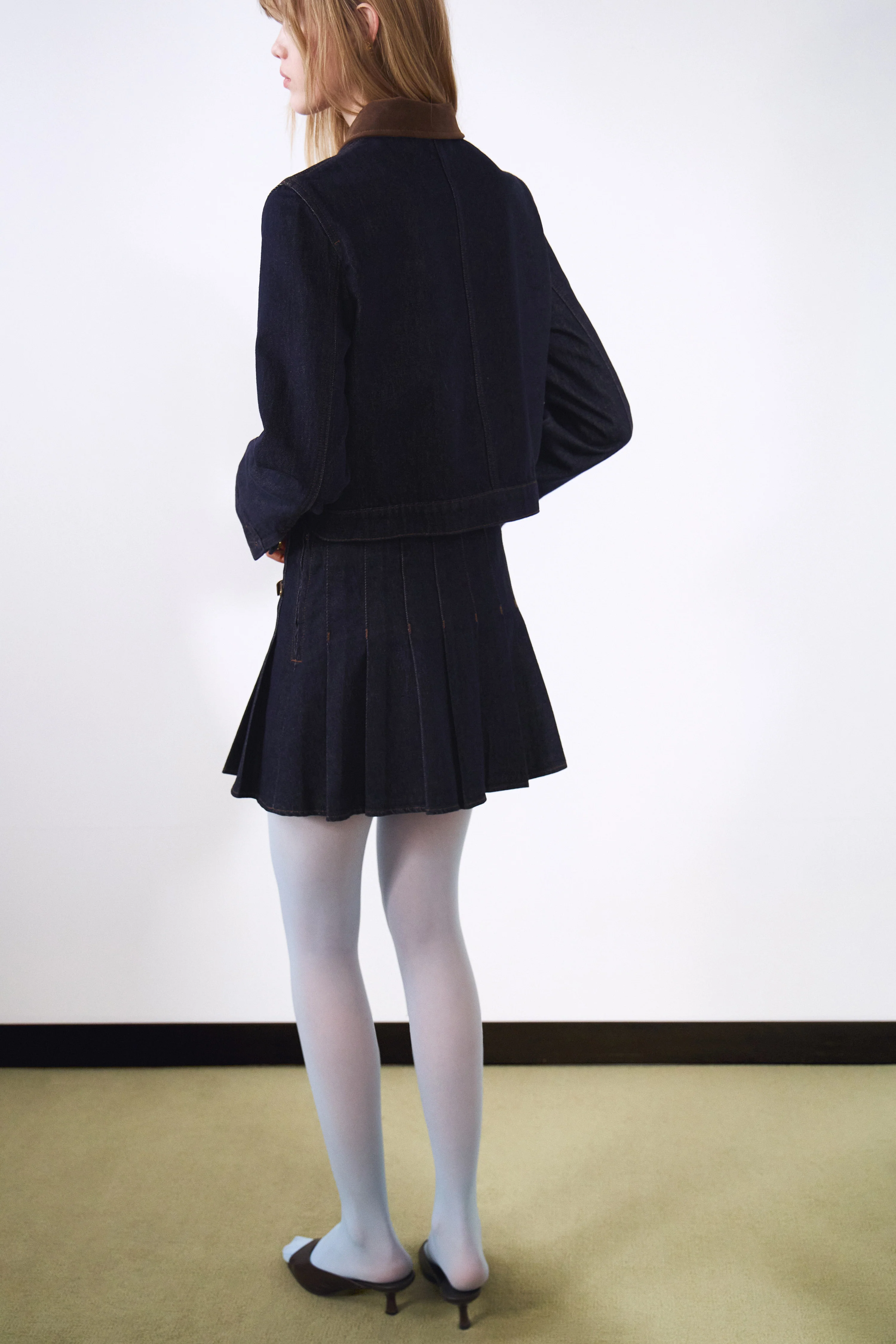 FAUX SUEDE COLLAR DENIM JACKET - Image 4