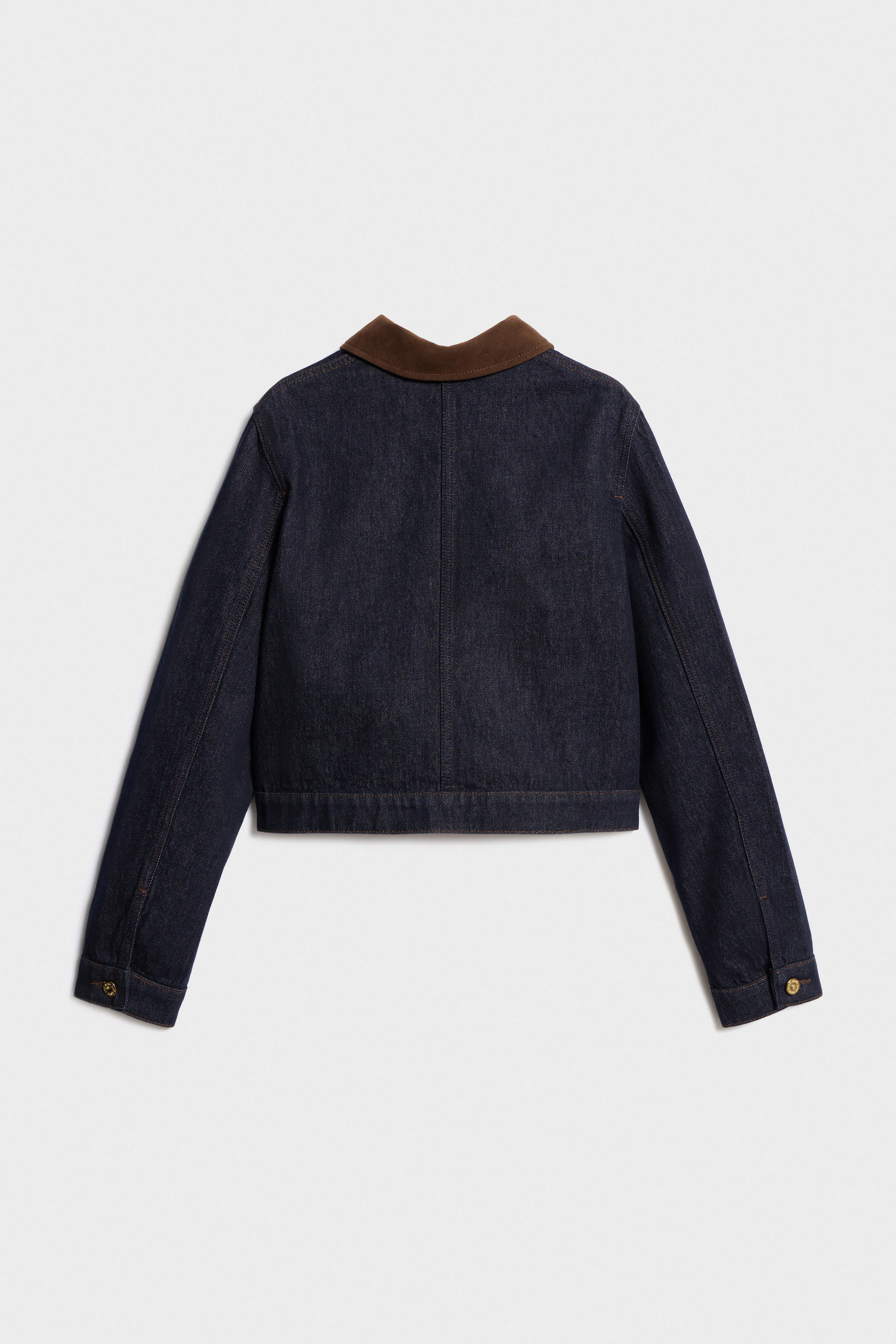 FAUX SUEDE COLLAR DENIM JACKET - Image 6