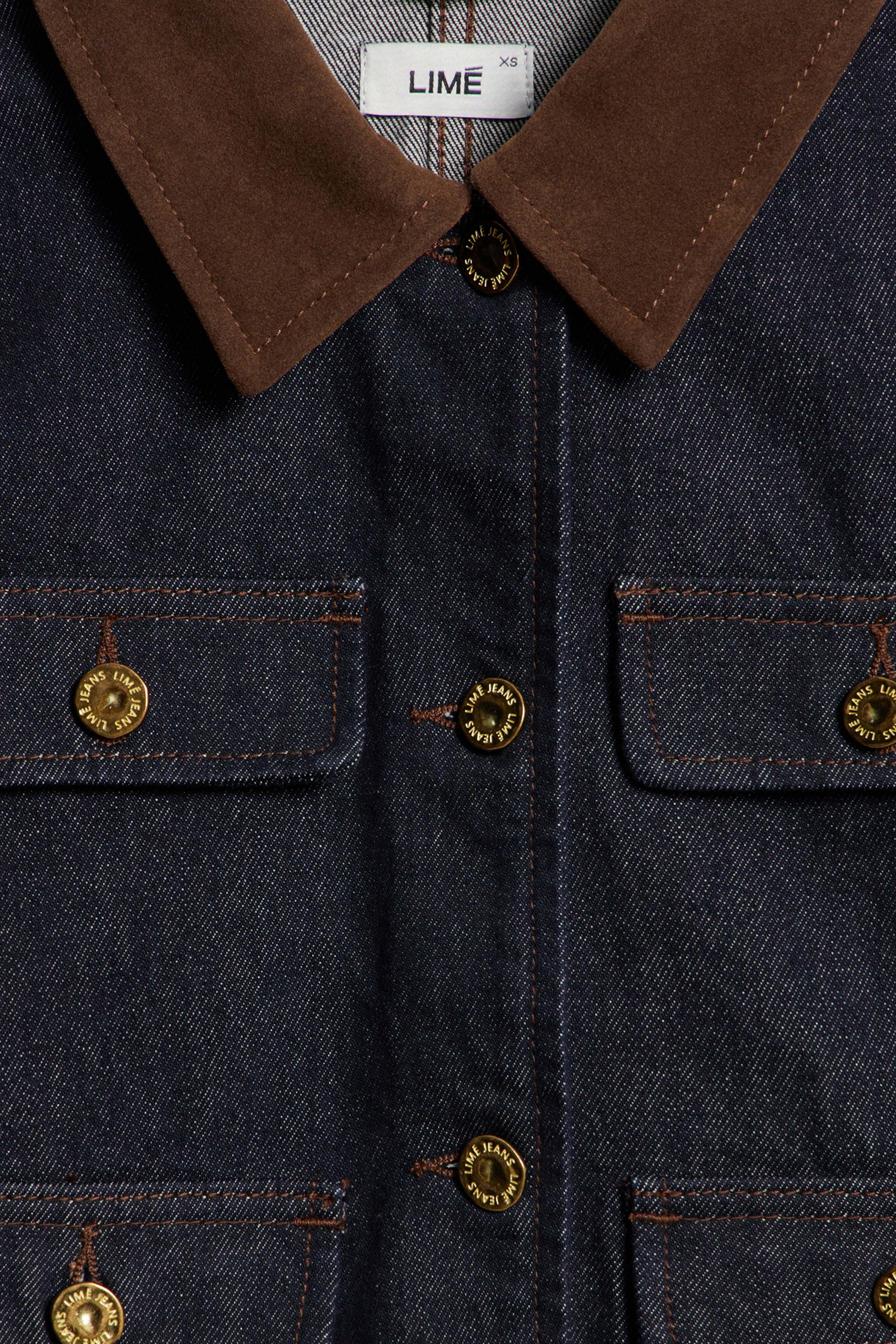 FAUX SUEDE COLLAR DENIM JACKET - Image 7