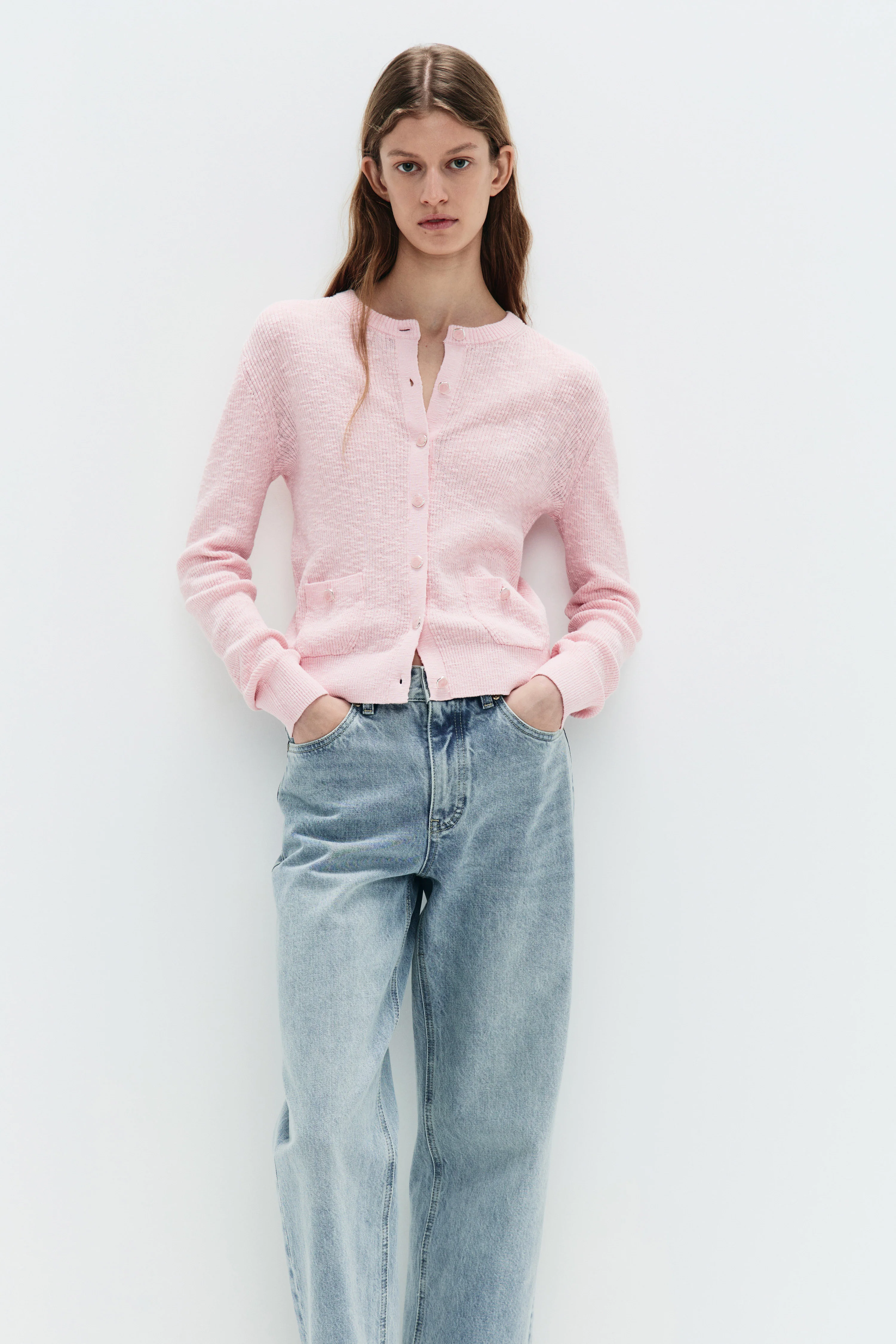 FINE-KNIT COTTON-LINEN-BLEND CARDIGAN - Image 2